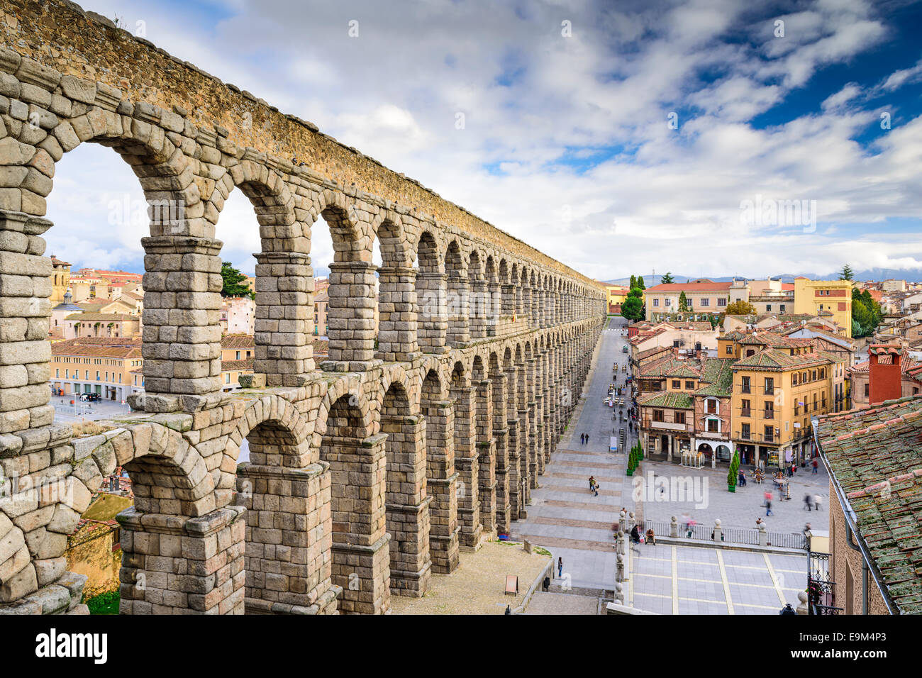 Segovia, Spain at the ancient Roman aqueduct. Stock Photo