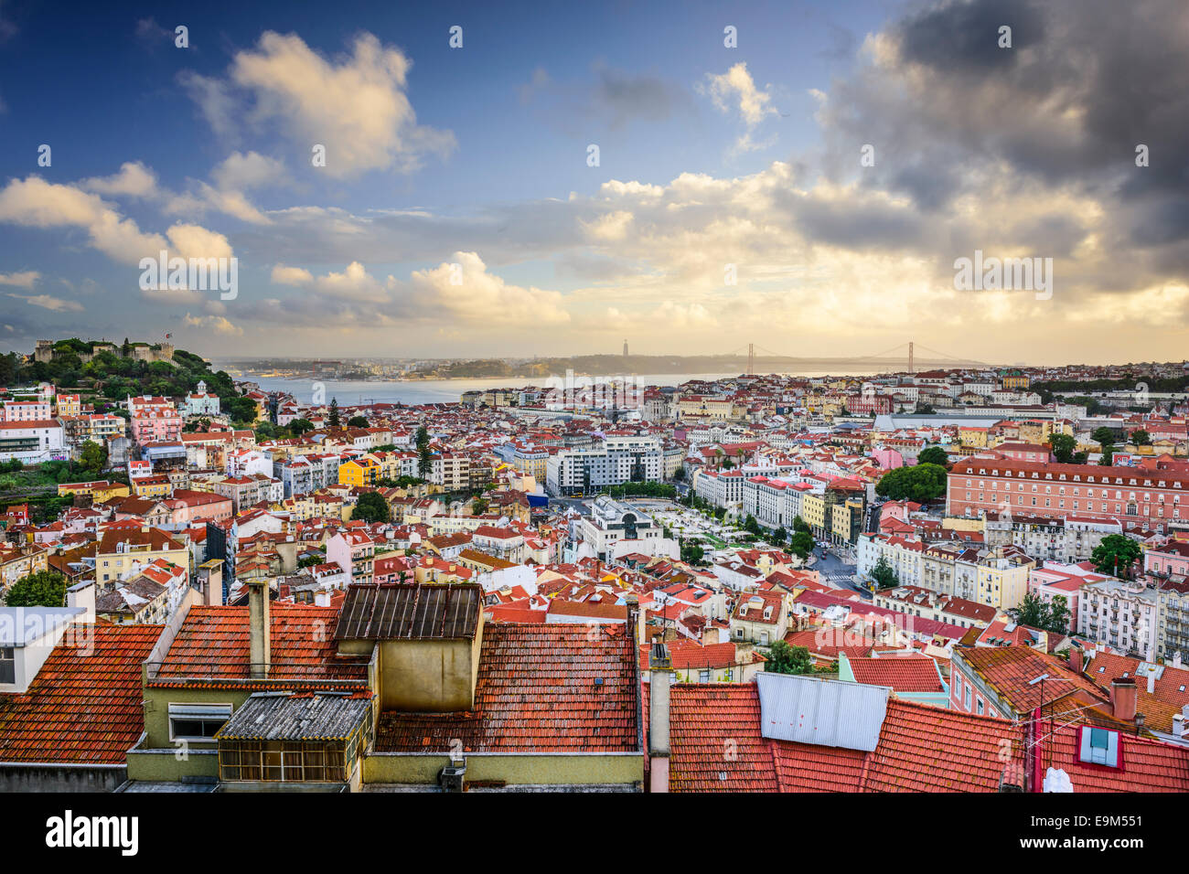 Lisbon, Portugal skyline in the afternoon. Stock Photo