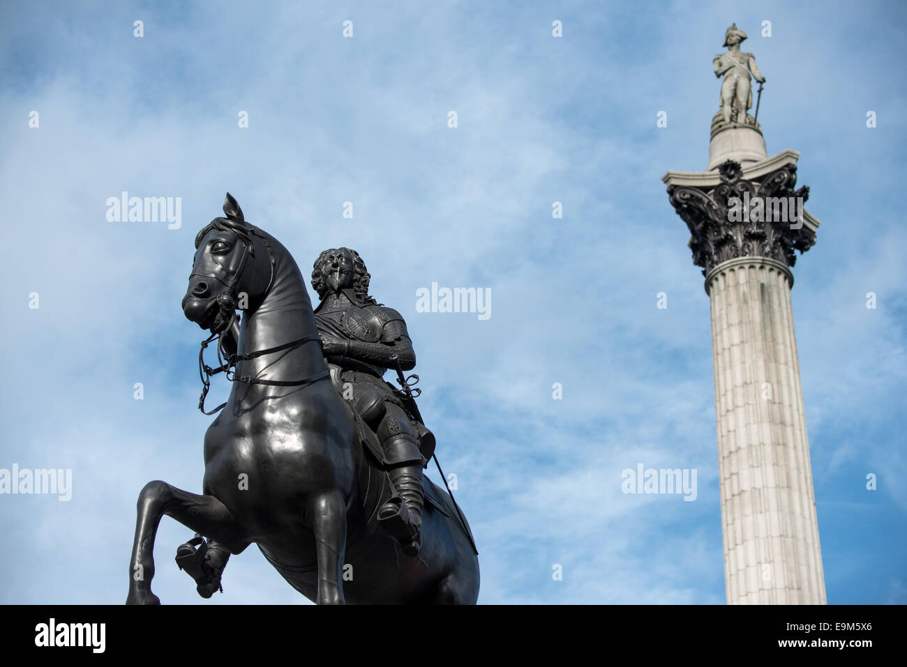 LONDON, UK Statue of Admiral Horatio Nelson that sits atop Nelson's Column in Trafalgar Square