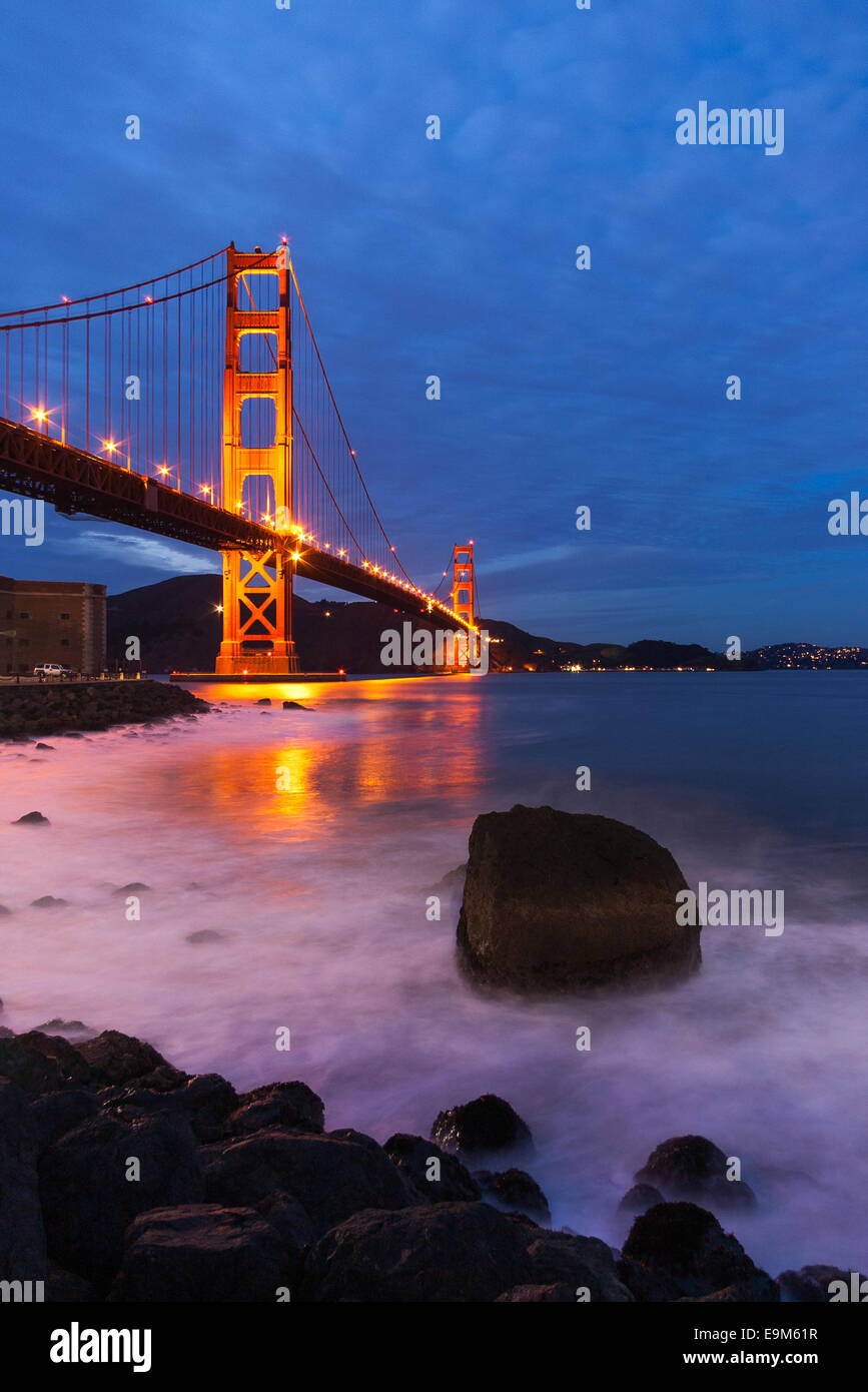 Golden Gate Bridge at Night Stock Photo - Alamy