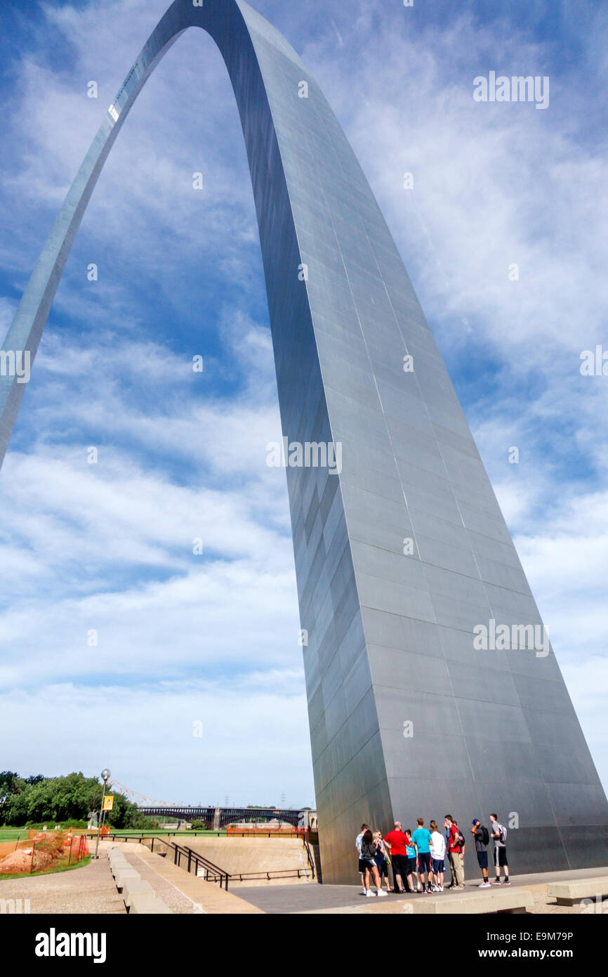 Saint St. Louis Missouri,Gateway Arch,memorial,catenary,Jefferson National Expansion Memorial,park,base,MO140901079 Stock Photo