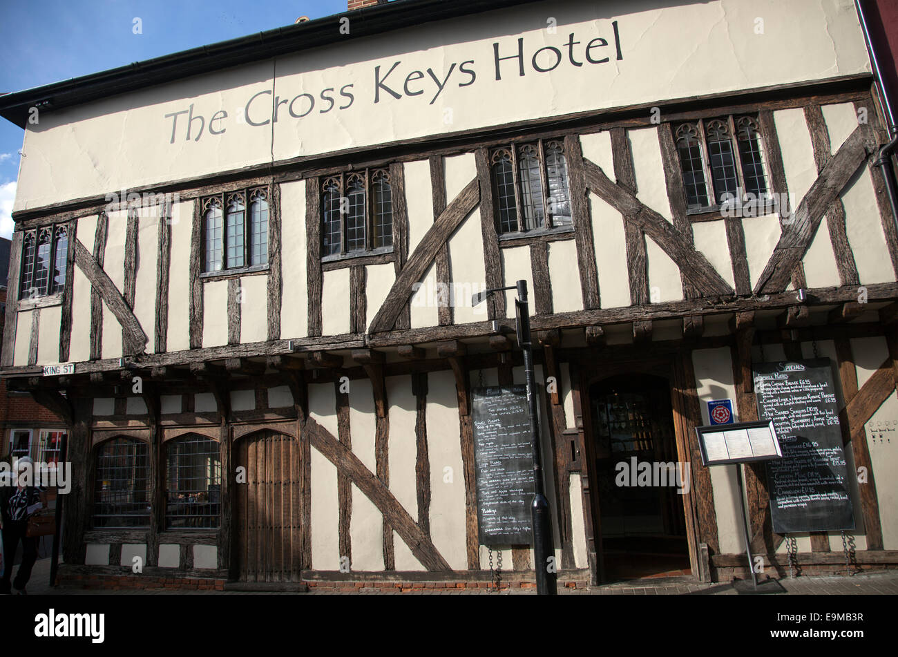 Cross Keys Hotel and Restaurant on High Street in Saffron Walden in Essex Stock Photo