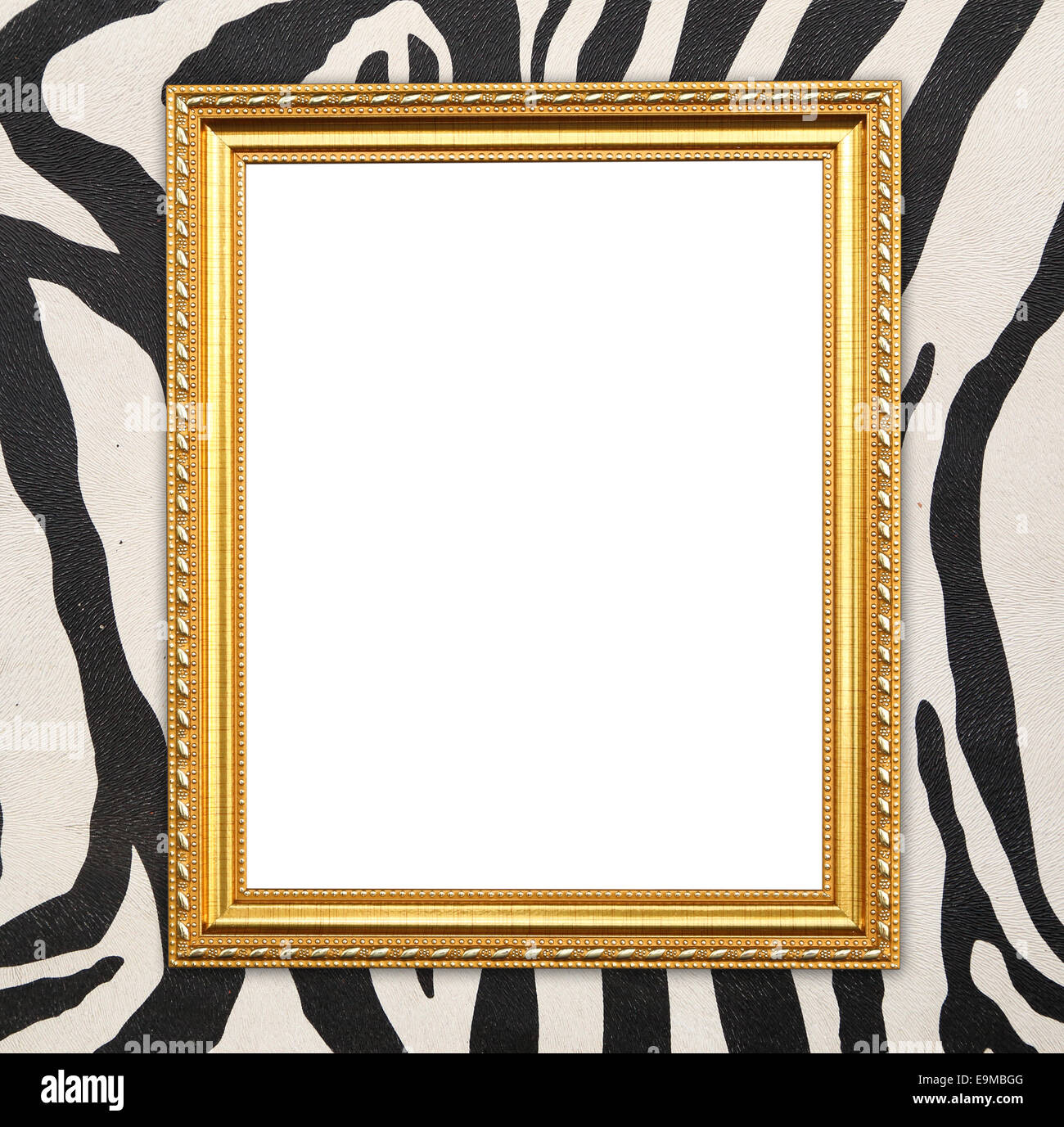 blank golden frame with zebra texture background Stock Photo - Alamy
