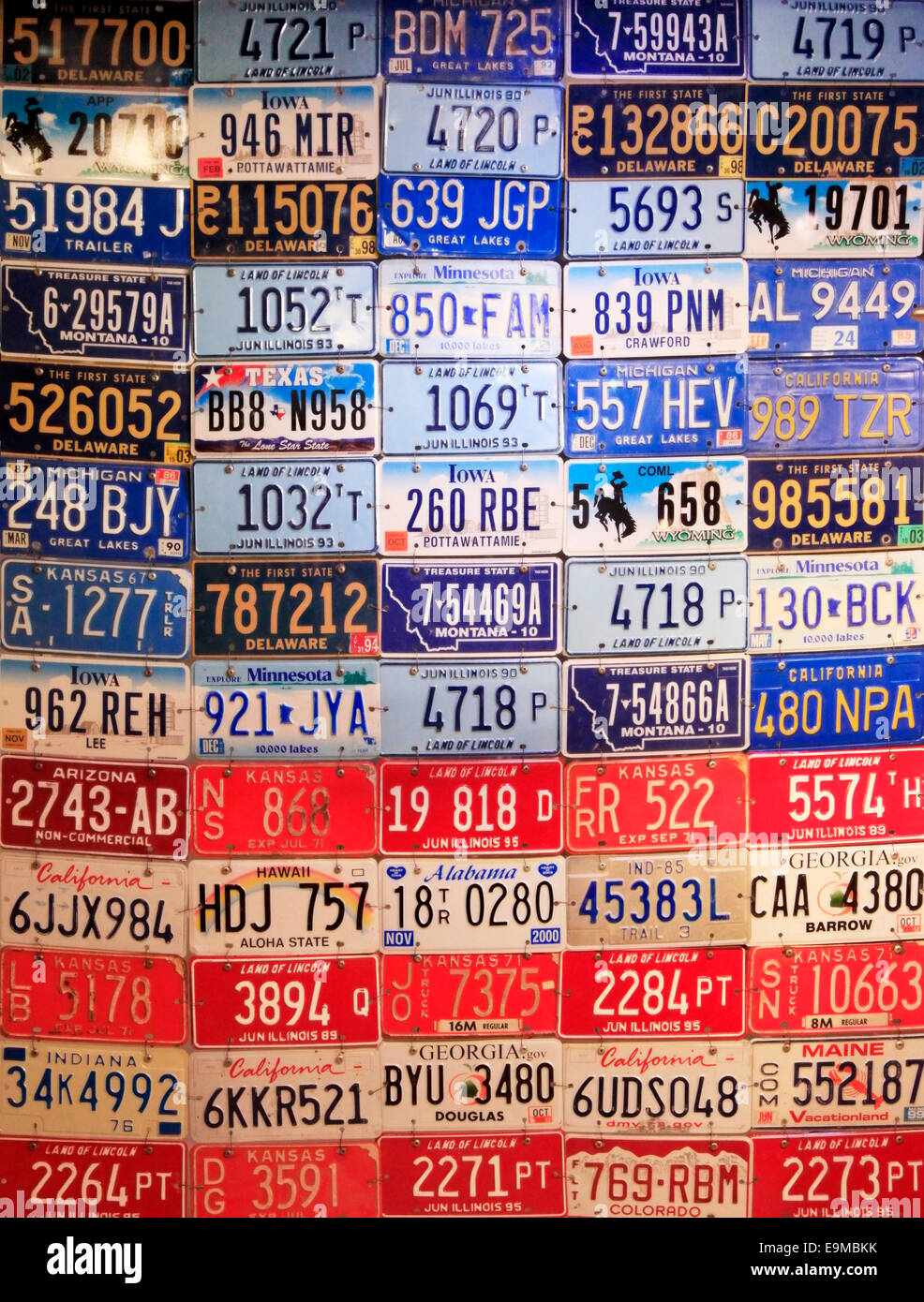 NEW YORK CITY, NY, USA - MAY 19: Various old American license plates in a  shop window in Times Square, May 19, 2013 in Manhattan Stock Photo - Alamy