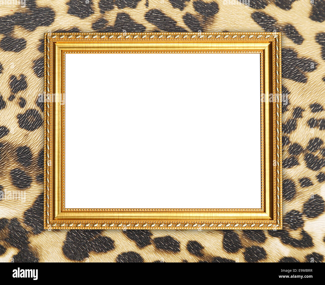 blank golden frame with leopard texture background Stock Photo - Alamy