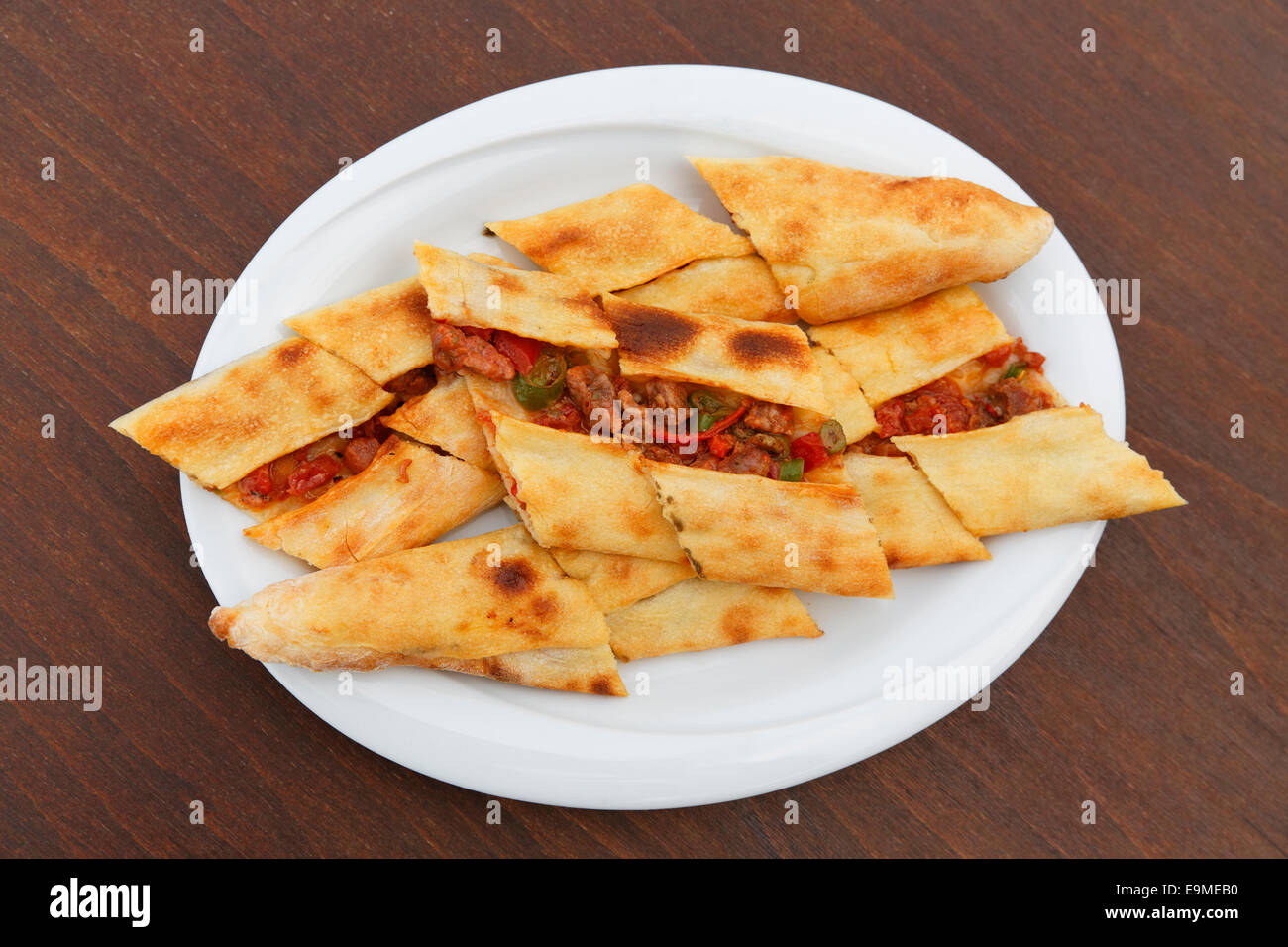 Pide bread with meat, Turkey Stock Photo