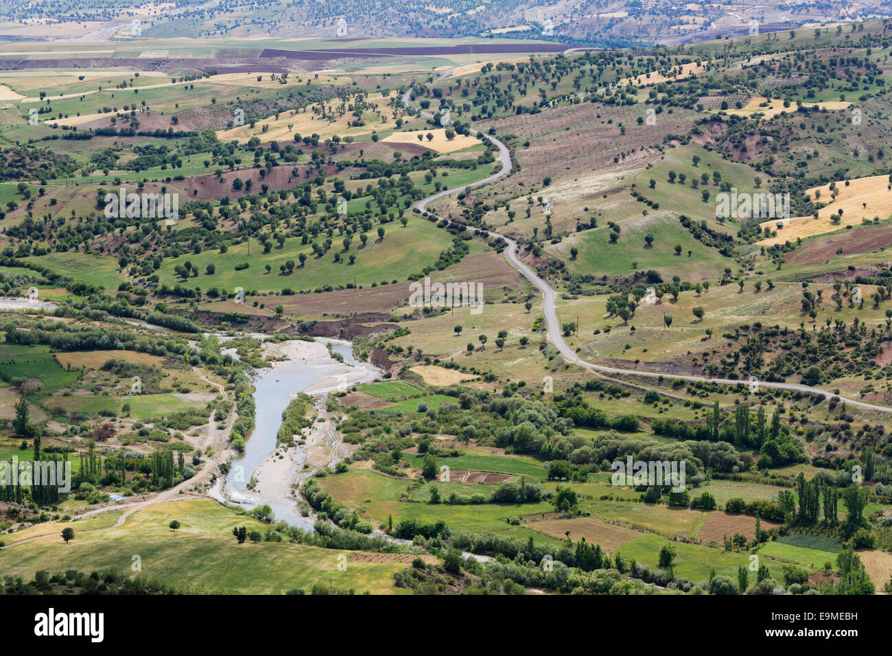Cultural landscape in the Nemrut Dagi National Park, with the Kahta river, Kahta Çayı, Adiyaman province Stock Photo