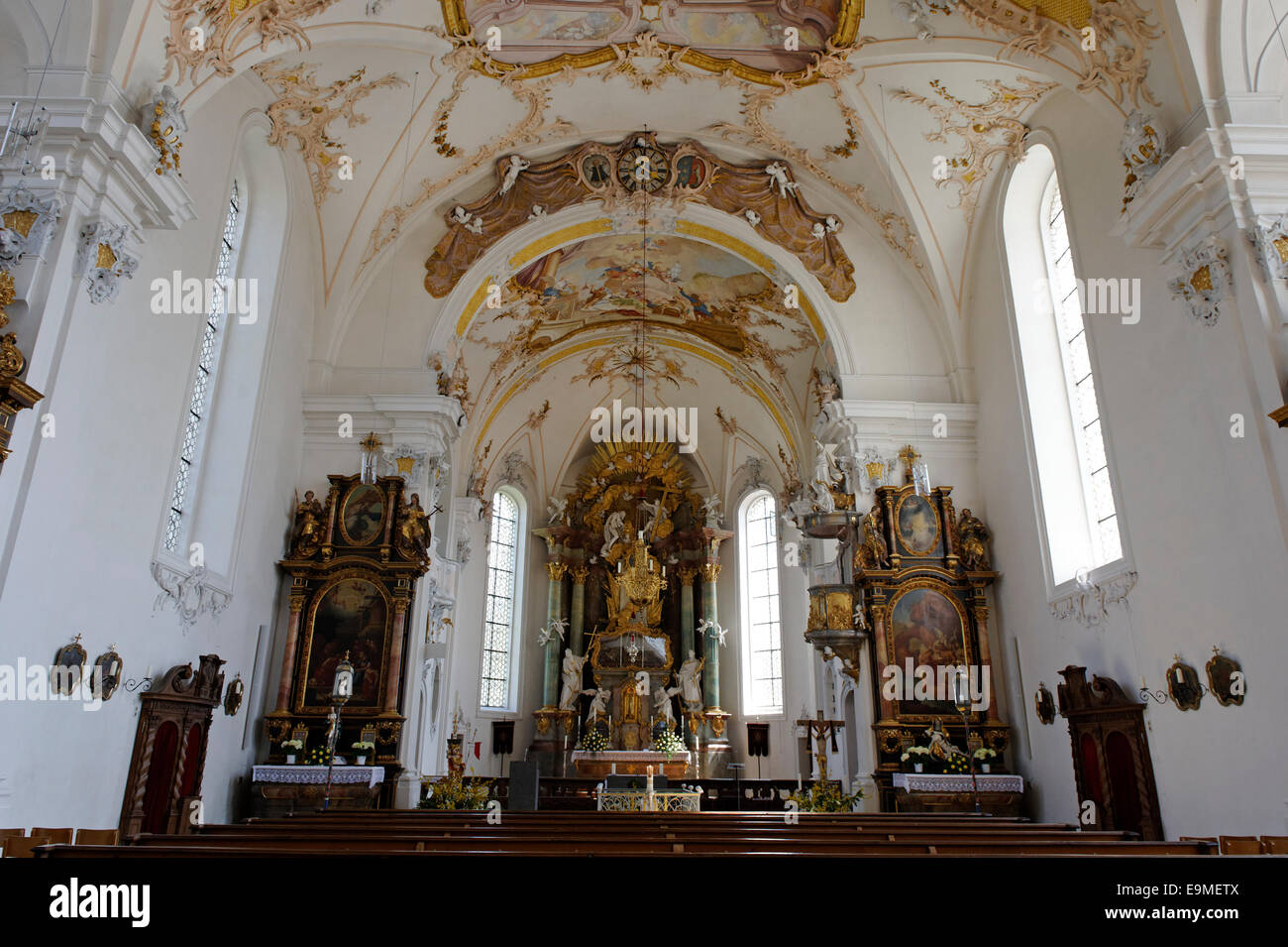 Altar, pilgrimage church of St. Rasso, Grafrath, Upper Bavaria, Bavaria ...