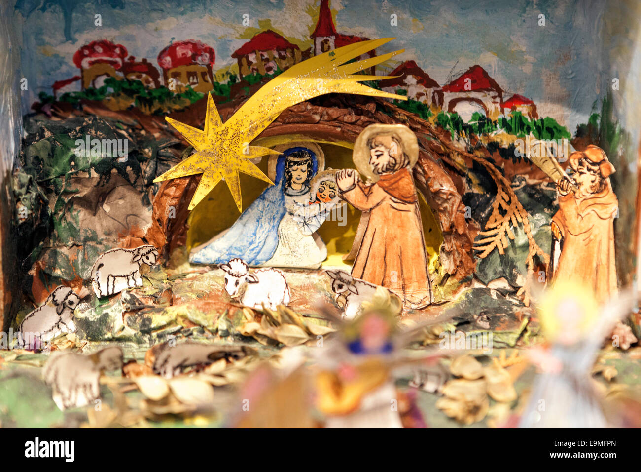 Traditional Czech Christmas Nativity scene Jesus crib Christmas Stock Photo