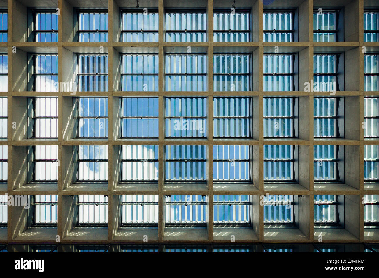 Directly below shot of skylight Stock Photo