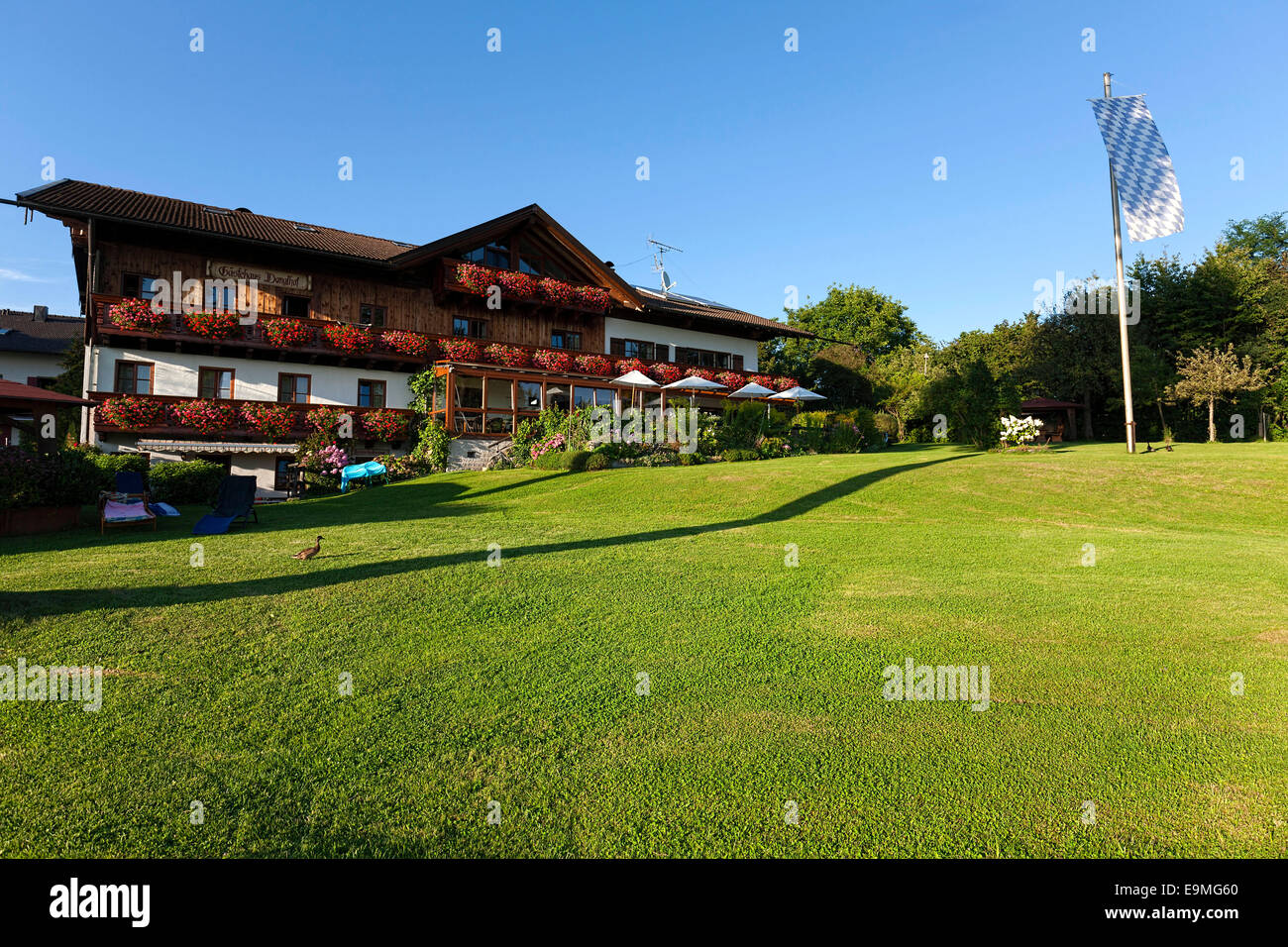German holiday Guest house, Chiemsee, Chiemgau, Breitbrunn, Upper Bavaria, Germany, Europe Stock Photo