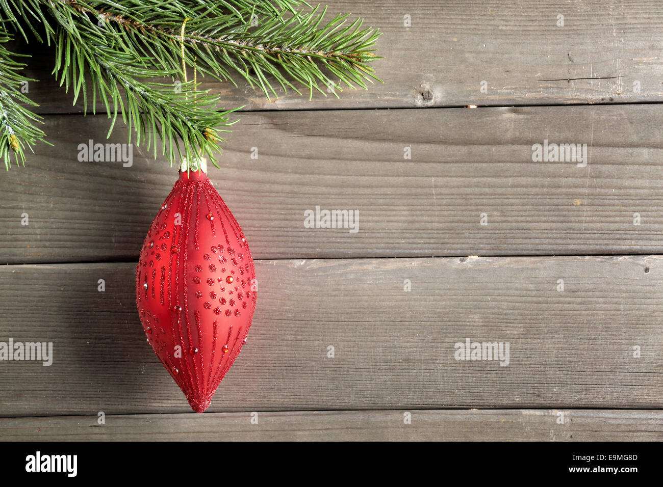 Christmas background with fir branch and ball Stock Photo