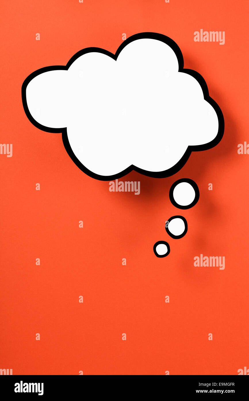 Empty thought bubble against orange background Stock Photo