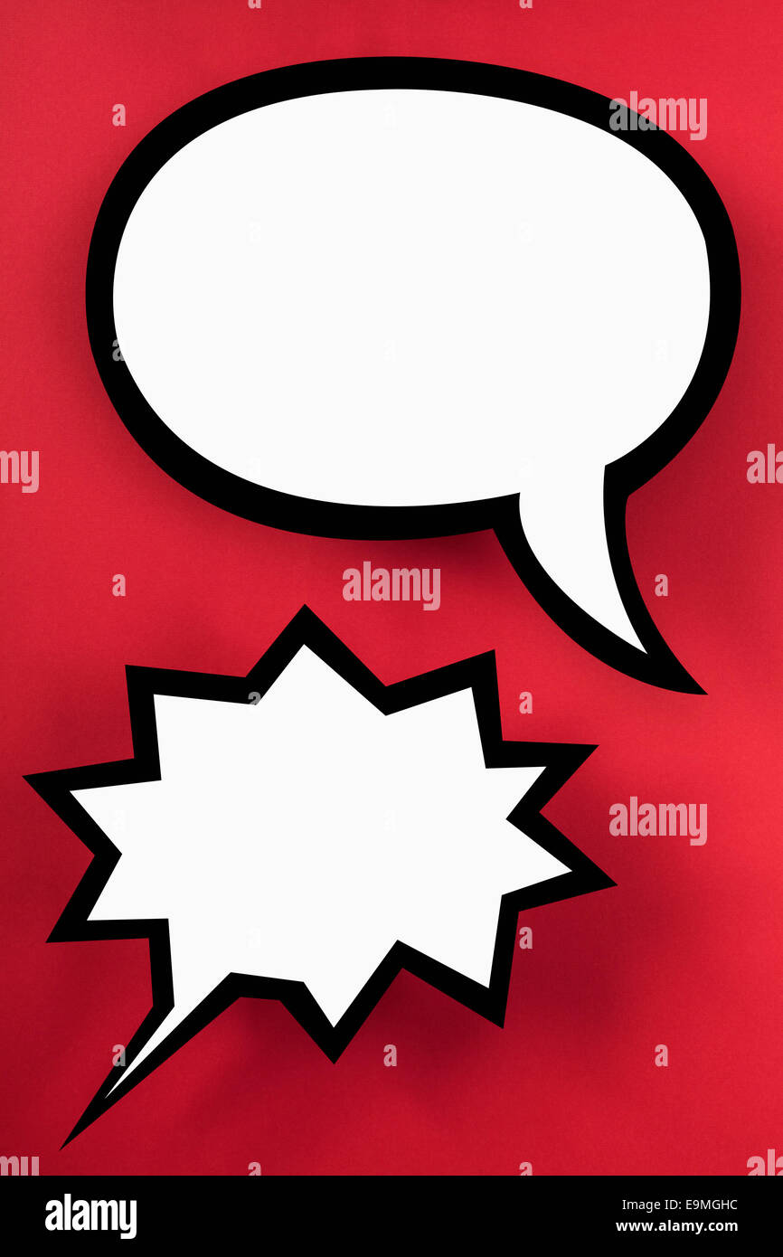 Blank speech bubbles against red background Stock Photo - Alamy