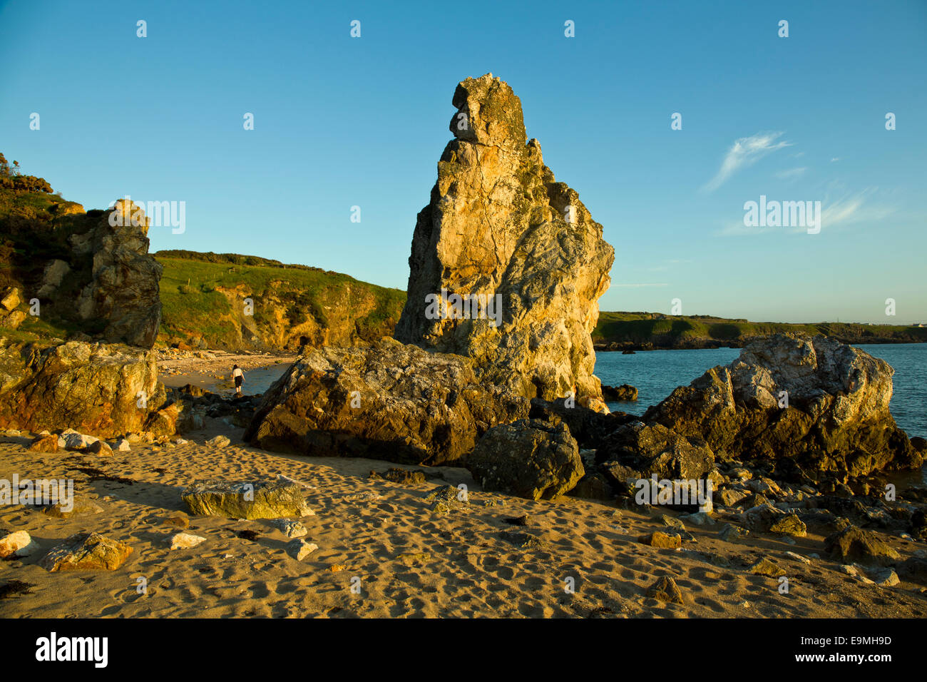 Chalky Rock of Quartzite called White Lady on beach at Porth Padrig