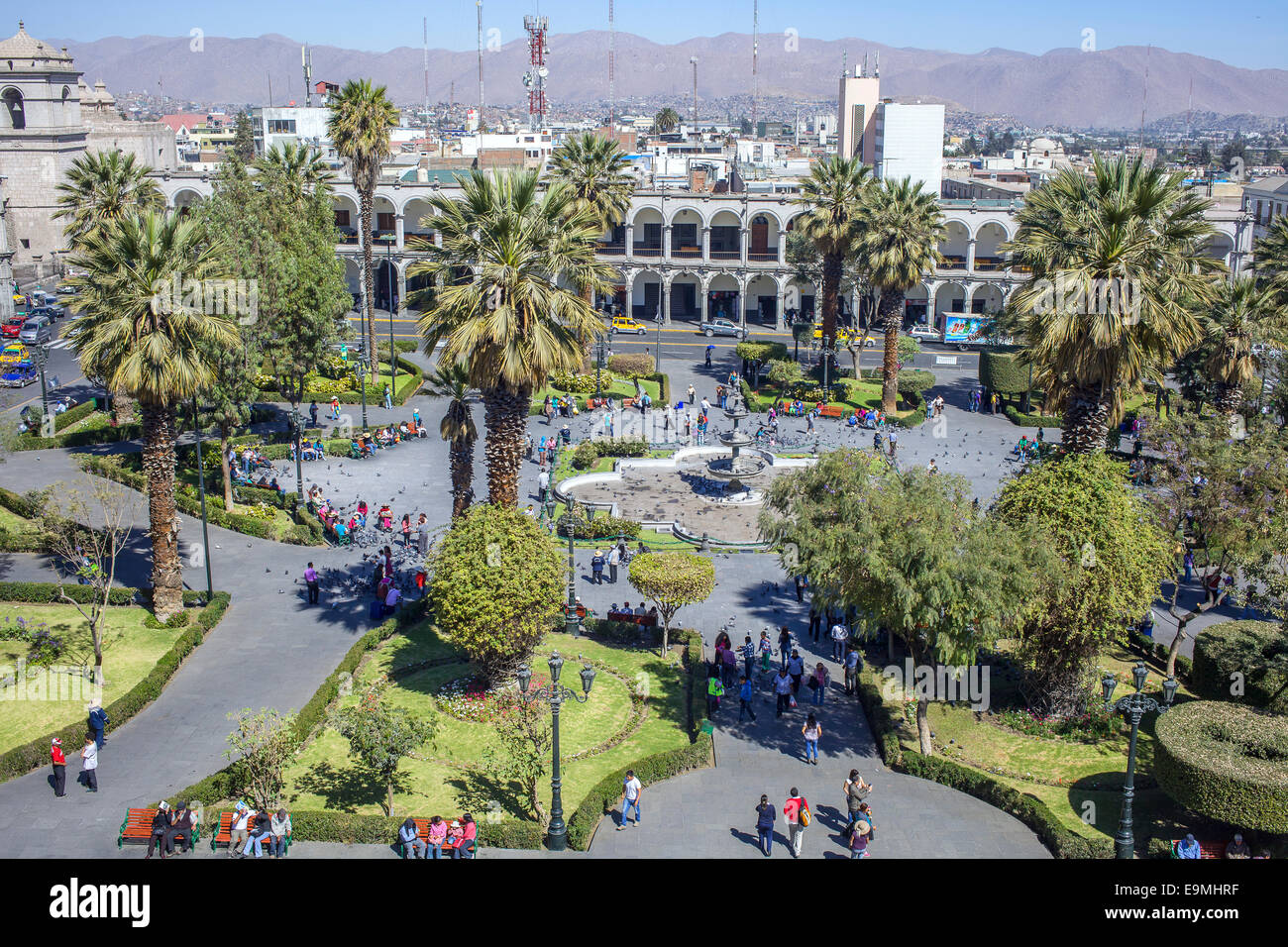 Plaza de las Armas in Arequipa, Peru on a sunny winter's day Stock Photo