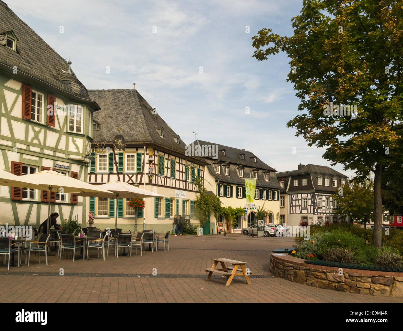Cafes in centre of Old Town Geisenheim Germany EU Stock Photo 74826663