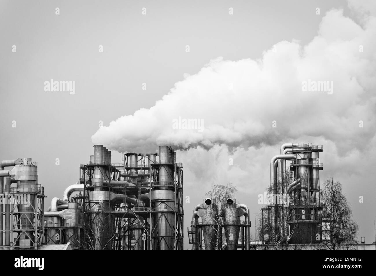 smoke pollution produced by a large factory Stock Photo