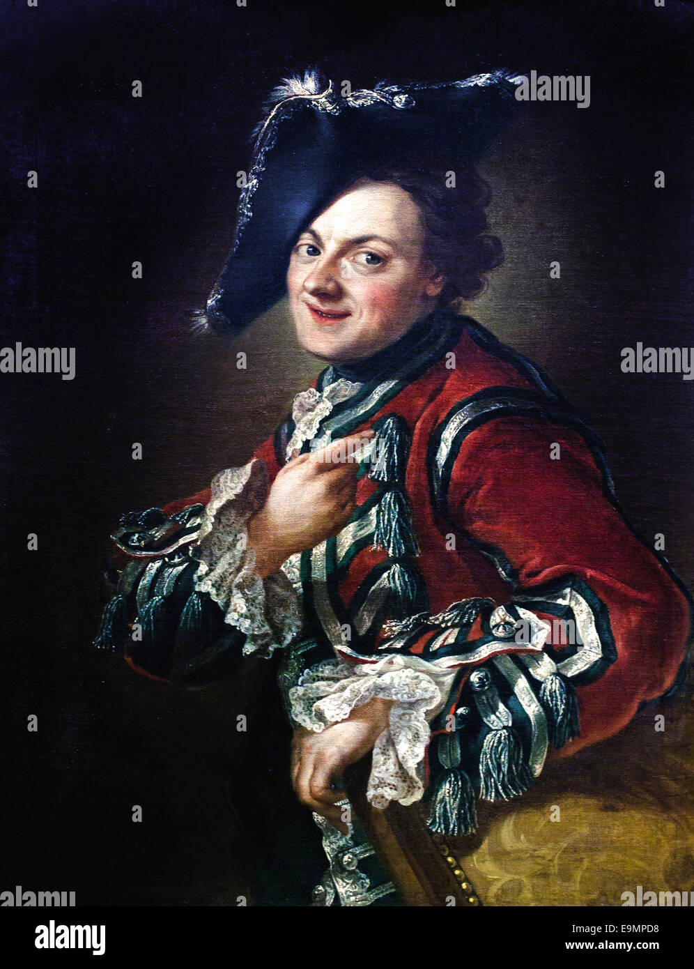 Portrait du comédien Préville - Portrait of the actor Préville 1751 by  Jean César Fenouil France French Stock Photo