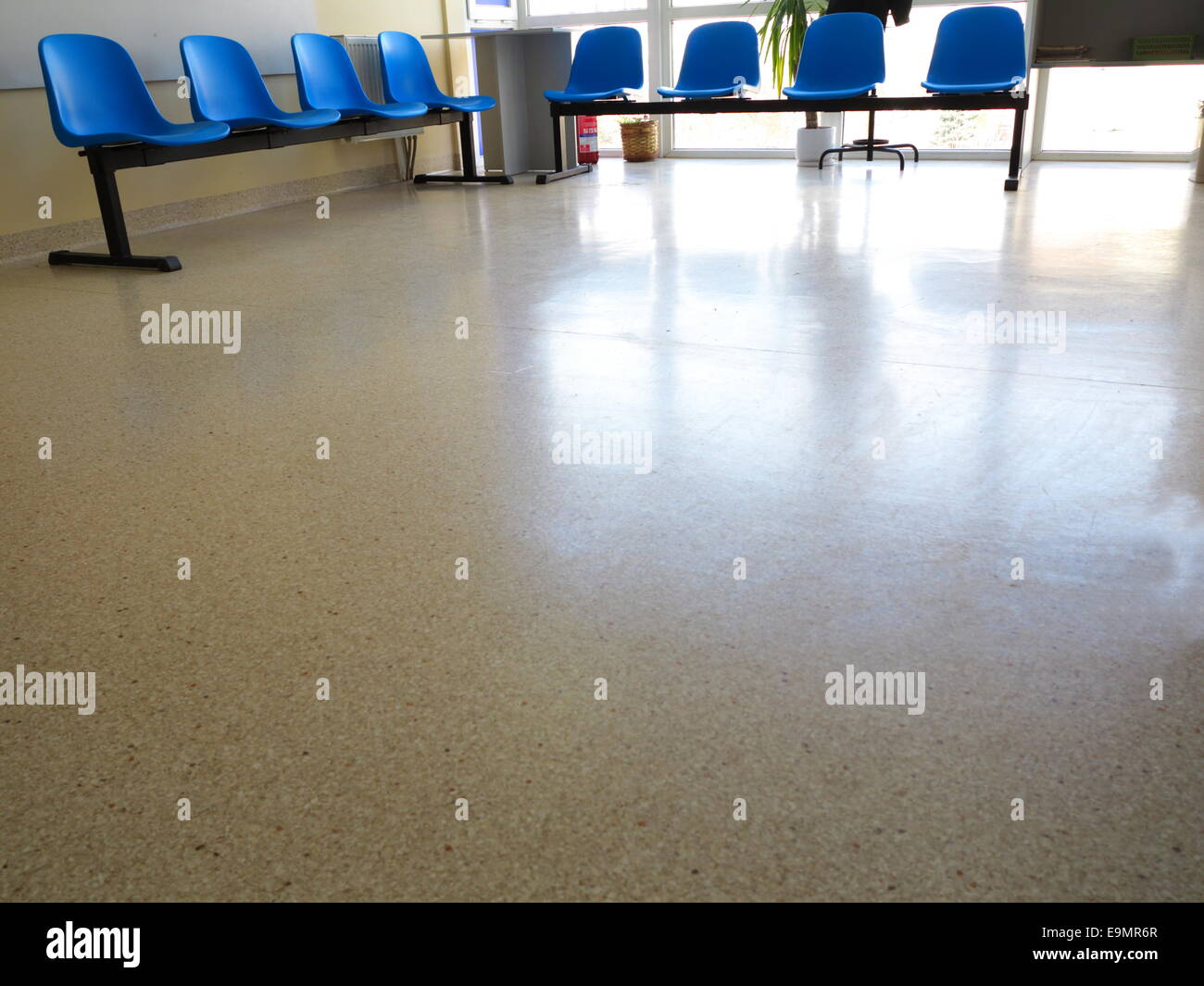 Blue stools in the waiting room Stock Photo Alamy