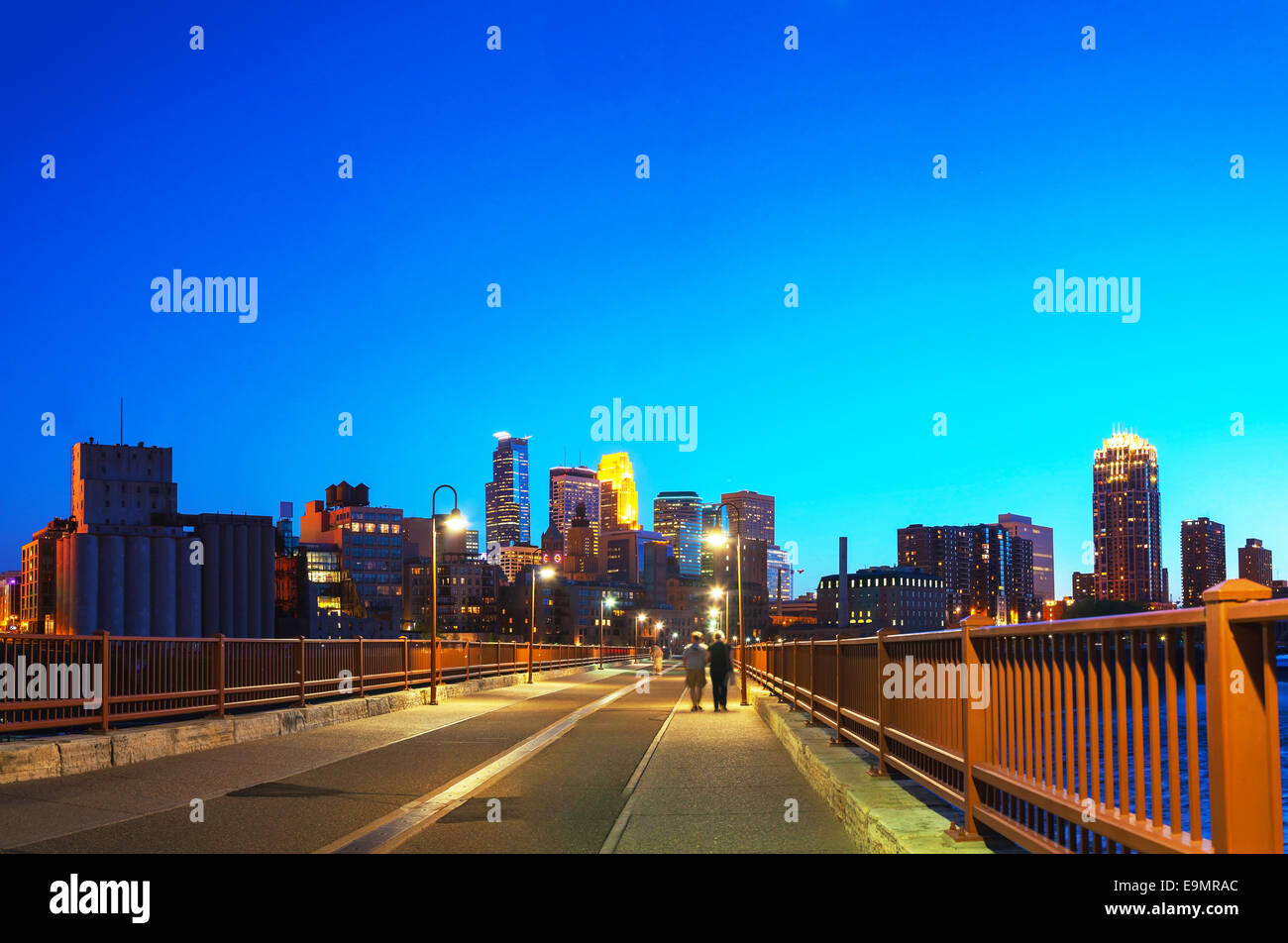 Downtown Minneapolis, Minnesota at night time Stock Photo