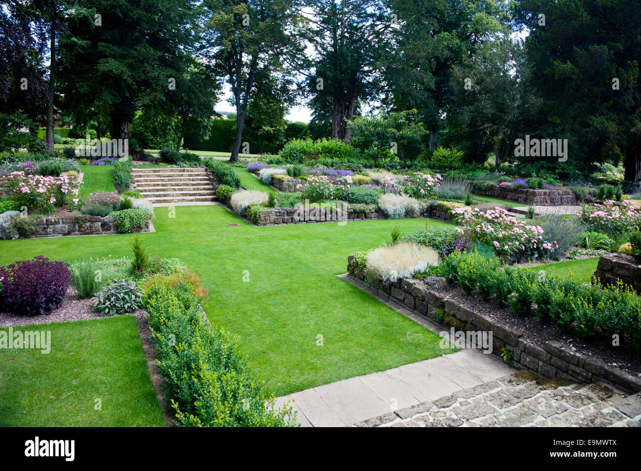 The restored sunken garden at West Dean Gardens, West Sussex, England ...