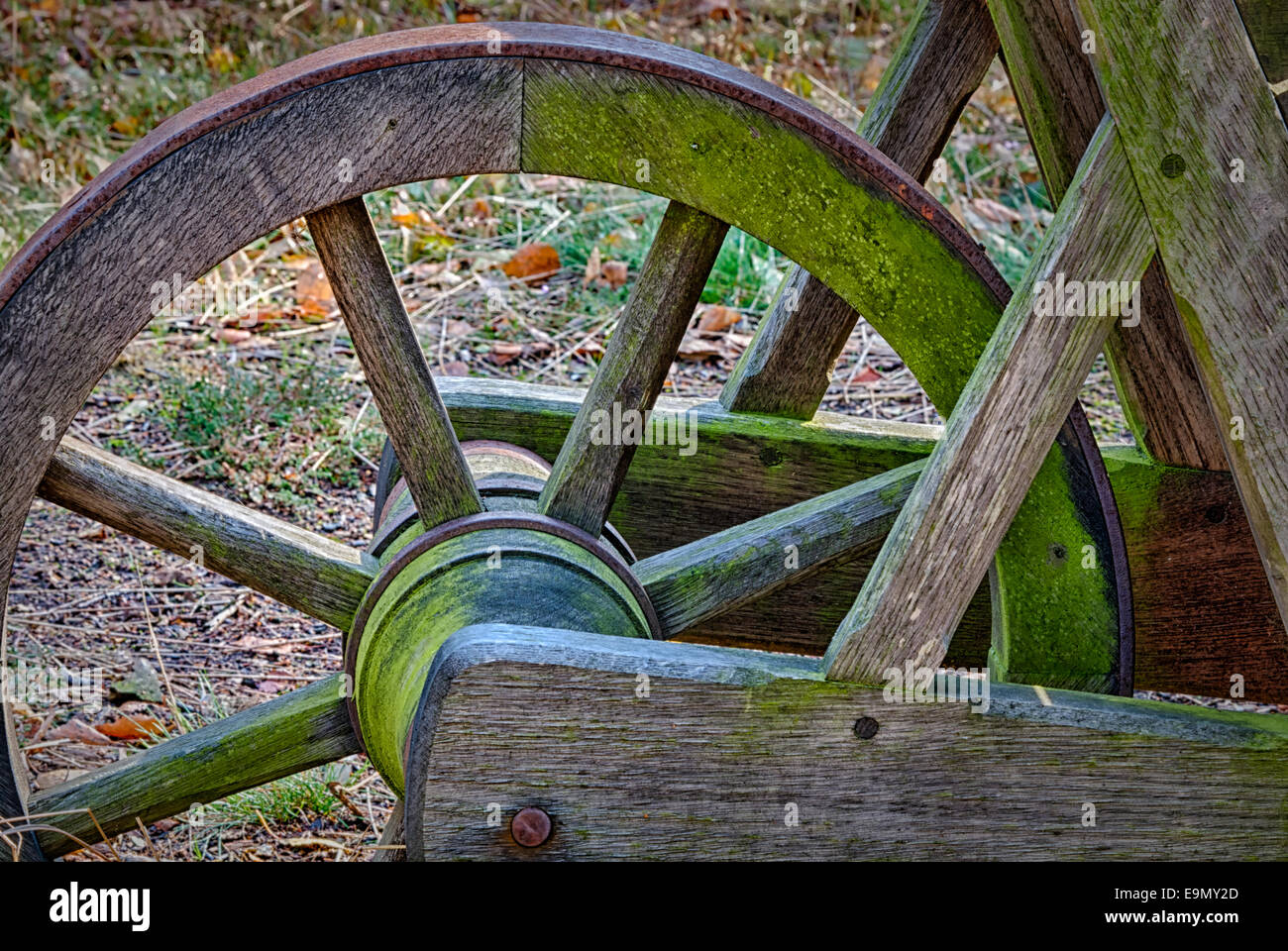 Old wooden wheelbarrow Stock Photo