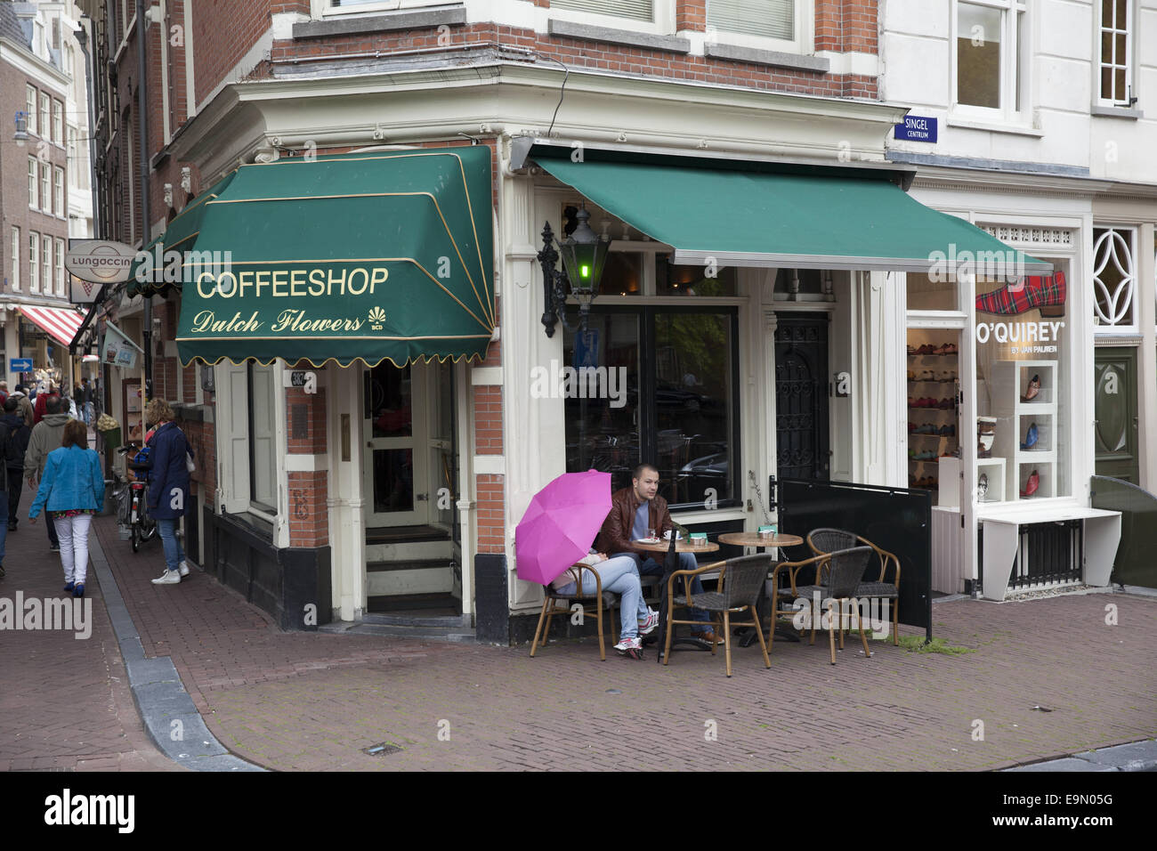 Coffee shop on a side street in central Amsterdam, Netherlands. Stock Photo