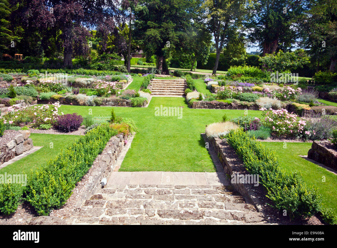 The restored sunken garden at West Dean Gardens, West Sussex, England