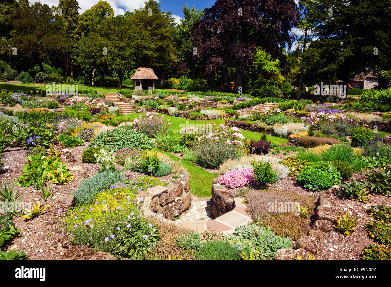 The restored sunken garden at West Dean Gardens, West Sussex, England