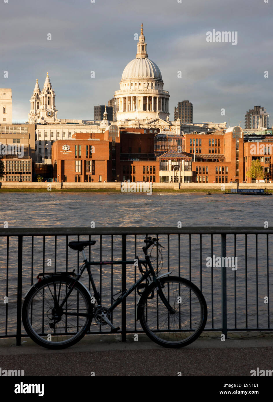 Dramatic City of London skyline, River Thames evening October Stock Photo