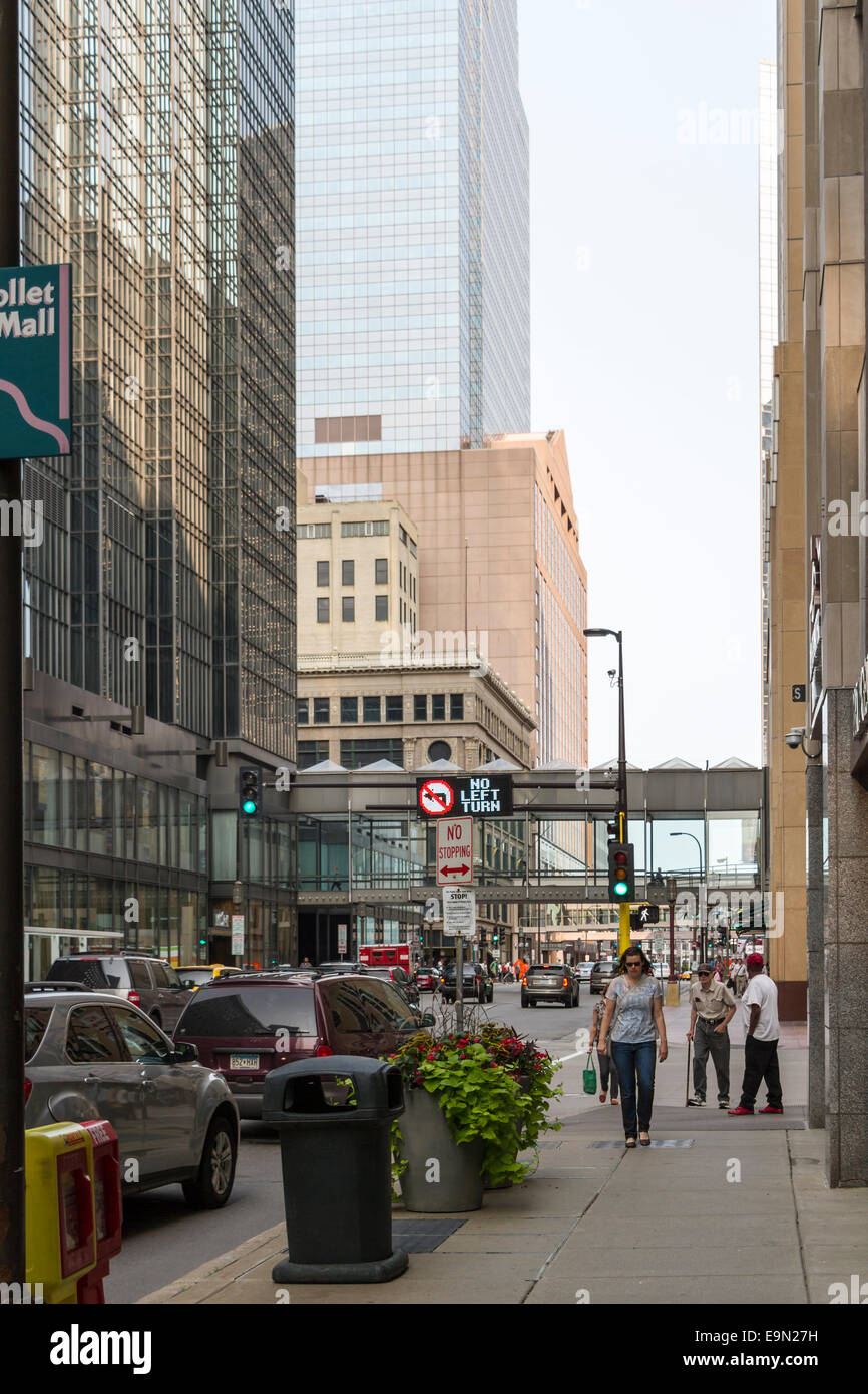 South 7th Street, Downtown Minneapolis, Minnesota, USA Stock Photo