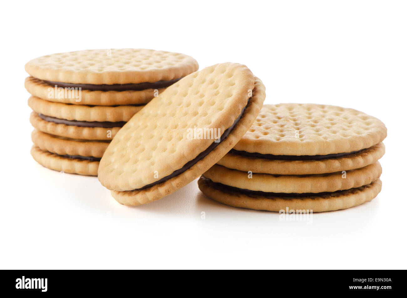 Sandwich biscuits with chocolate filling Stock Photo Alamy