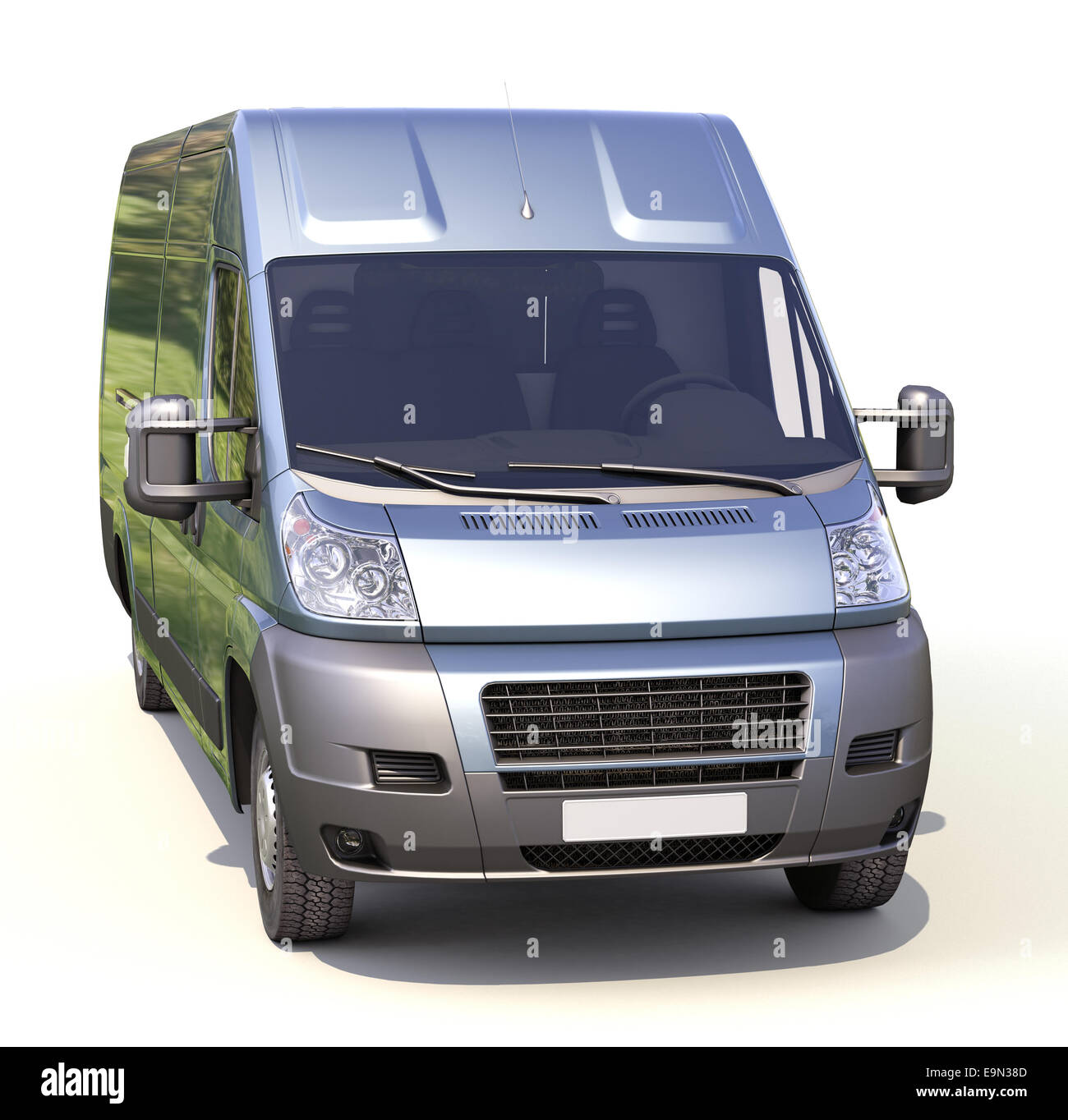 Blue commercial delivery van Stock Photo