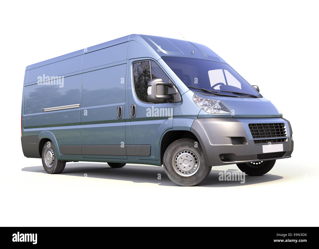 Blue commercial delivery van Stock Photo