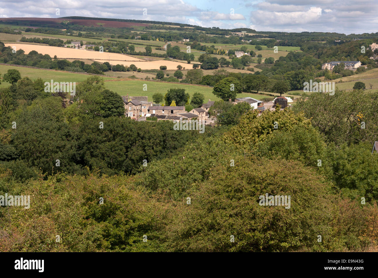 view towards Dore village & Derbyshire County,  Sheffield, England Stock Photo