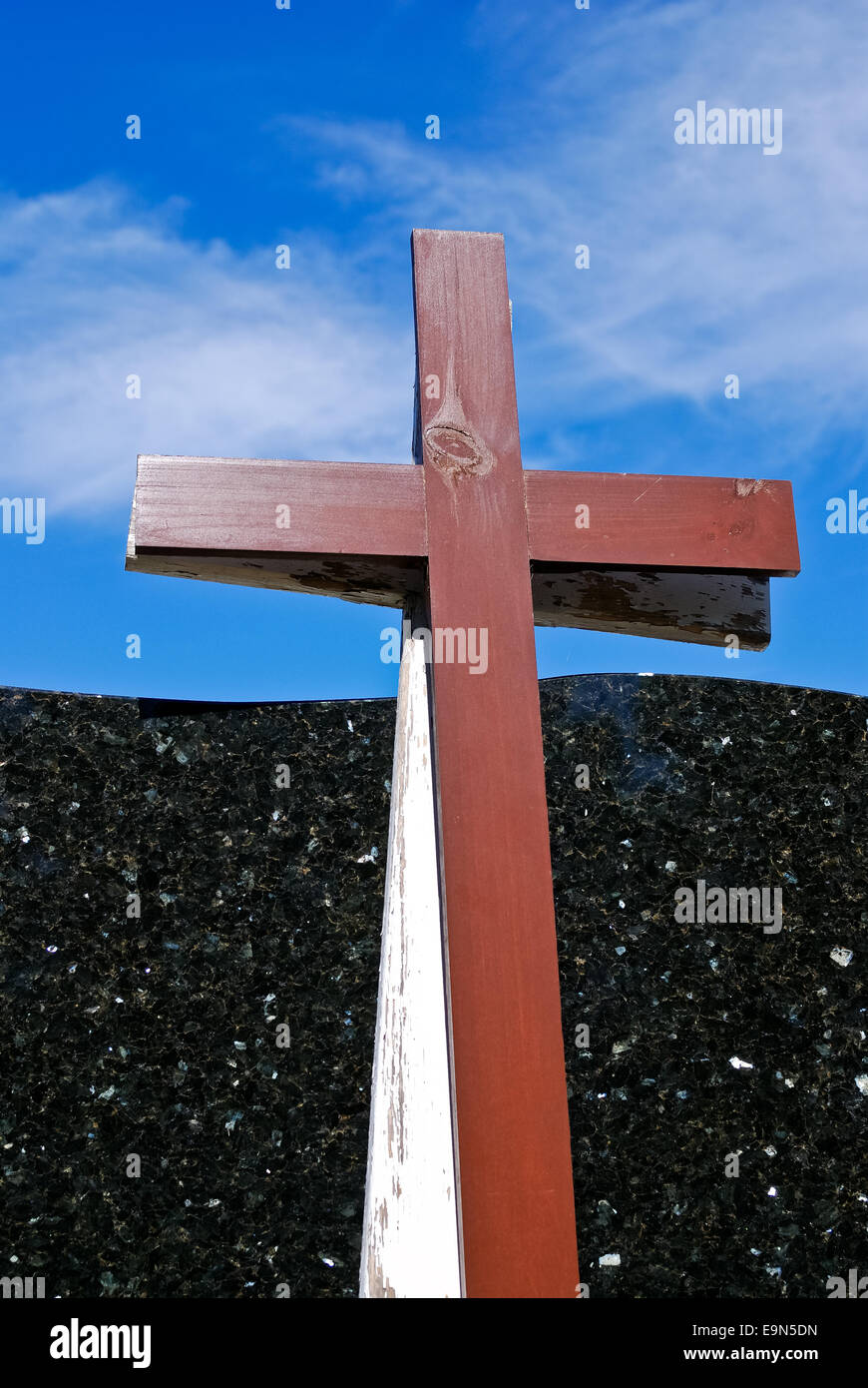 Two crosses in a cemetery Stock Photo