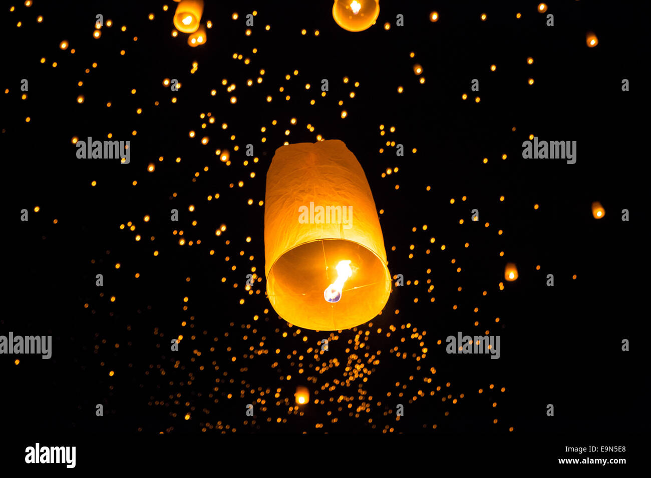 Thai Flying Sky Lantern Stock Photo Alamy