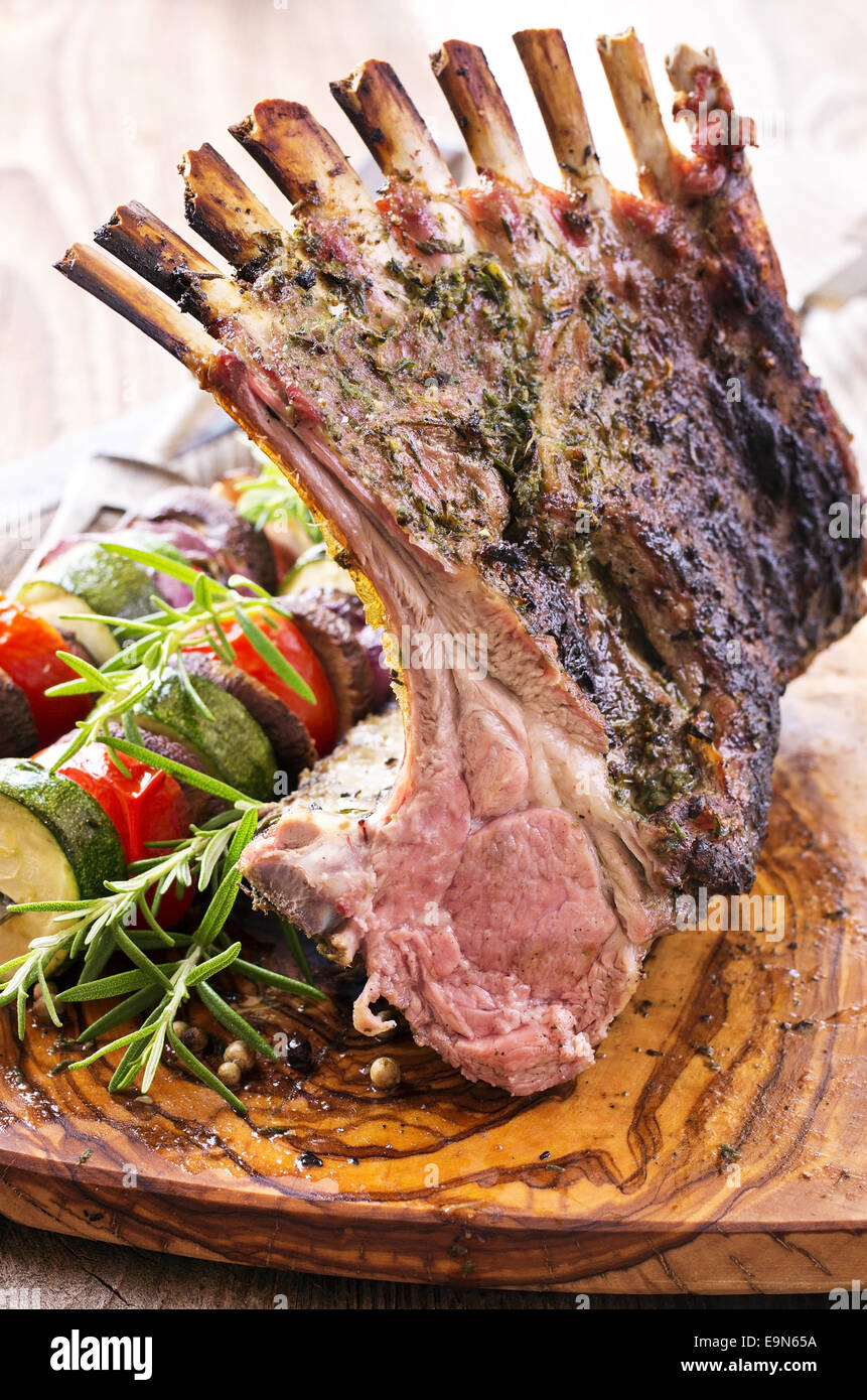 grilled lamb rack Stock Photo Alamy