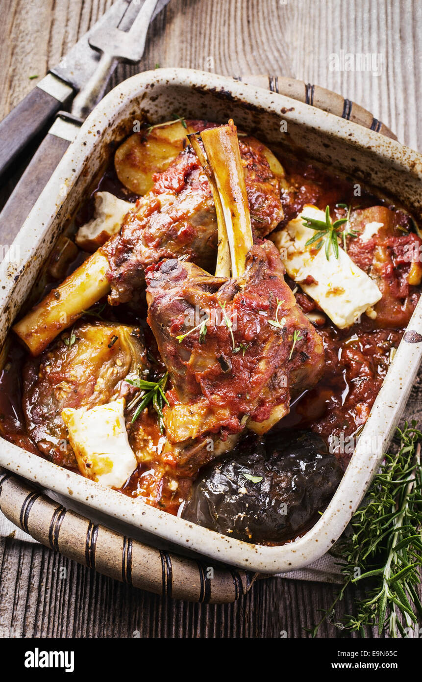 braised lamb knuckles Stock Photo Alamy
