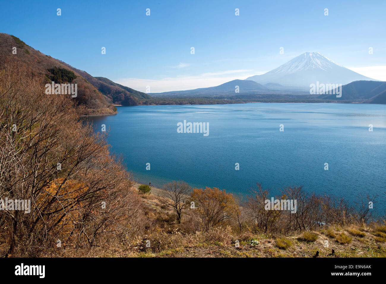 fujisan with Motosu lake Stock Photo