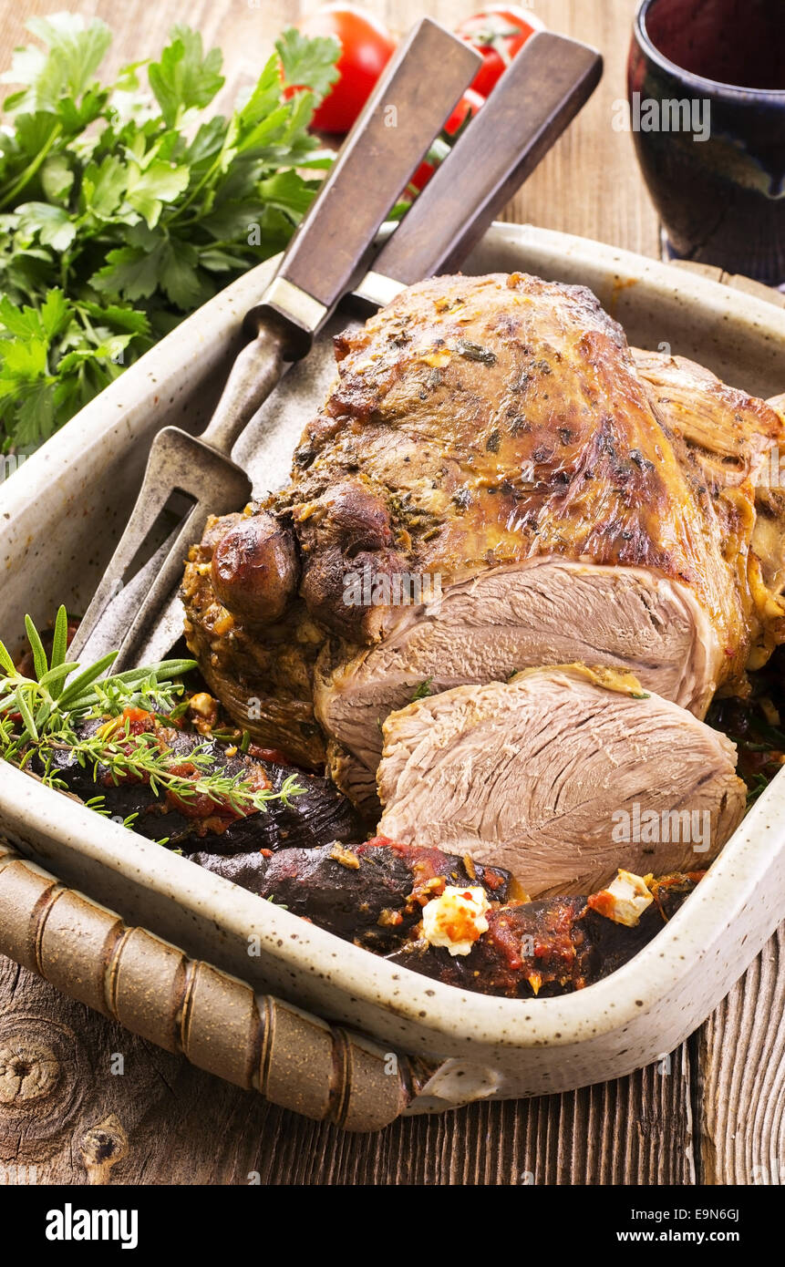 lamb leg roast Stock Photo