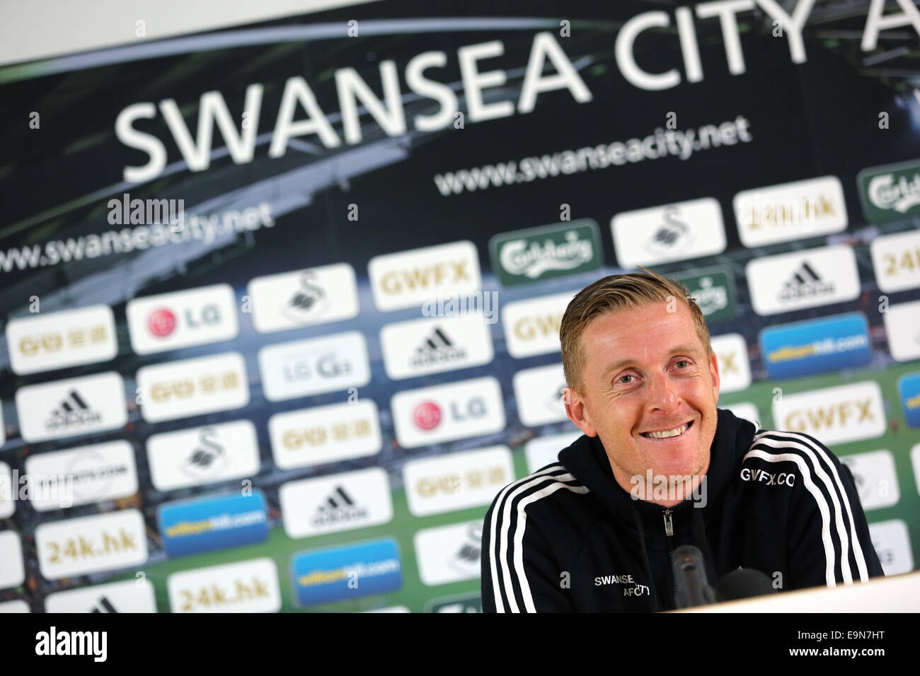 Swansea, UK. Thursday 30 October 2014  Pictured: Manager Garry Monk.   Re: Swansea City FC press conference ahead of their Premier League game against Everton. Liberty Stadium, UK. Credit:  D Legakis/Alamy Live News Stock Photo