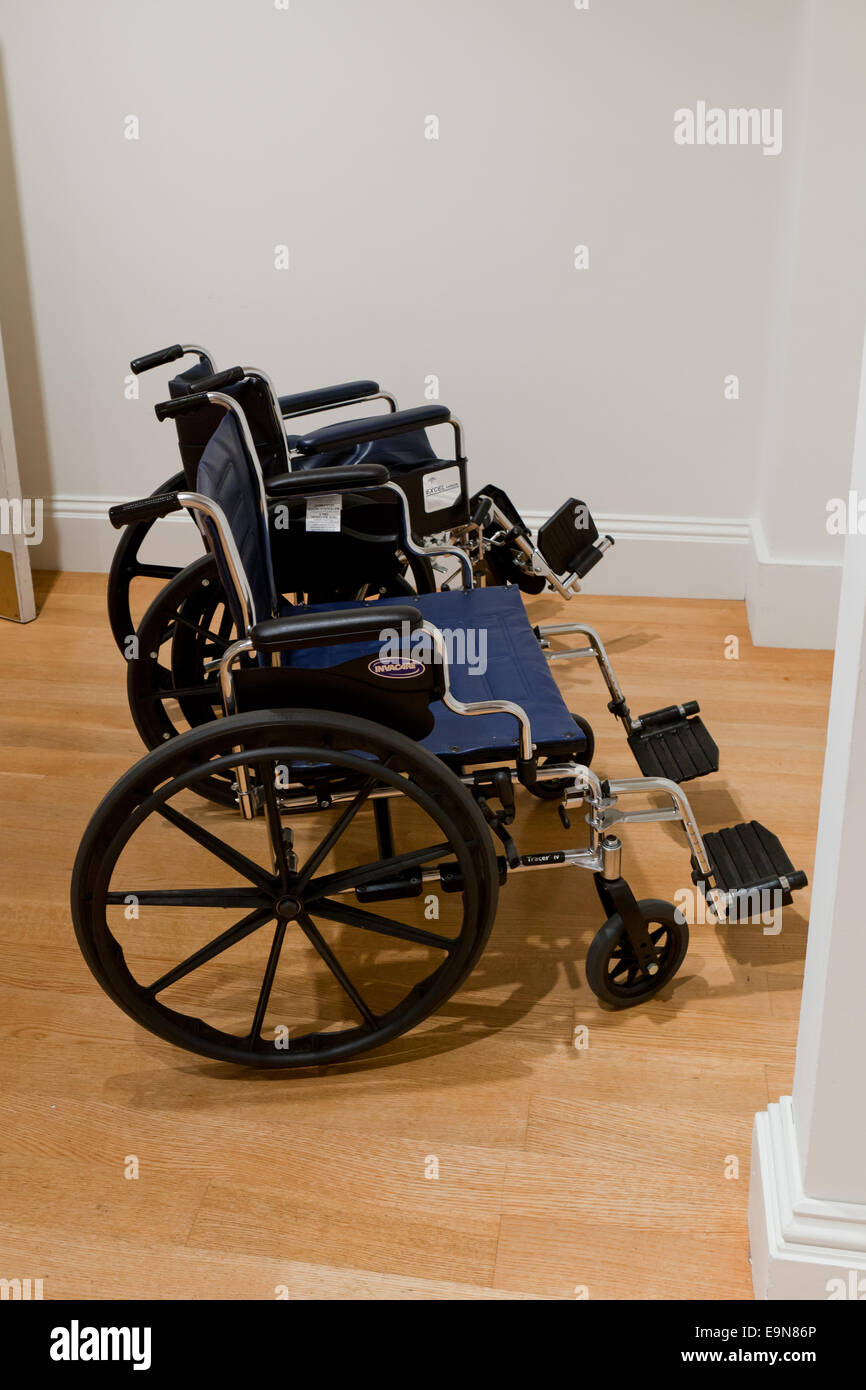 Empty wheelchairs Stock Photo
