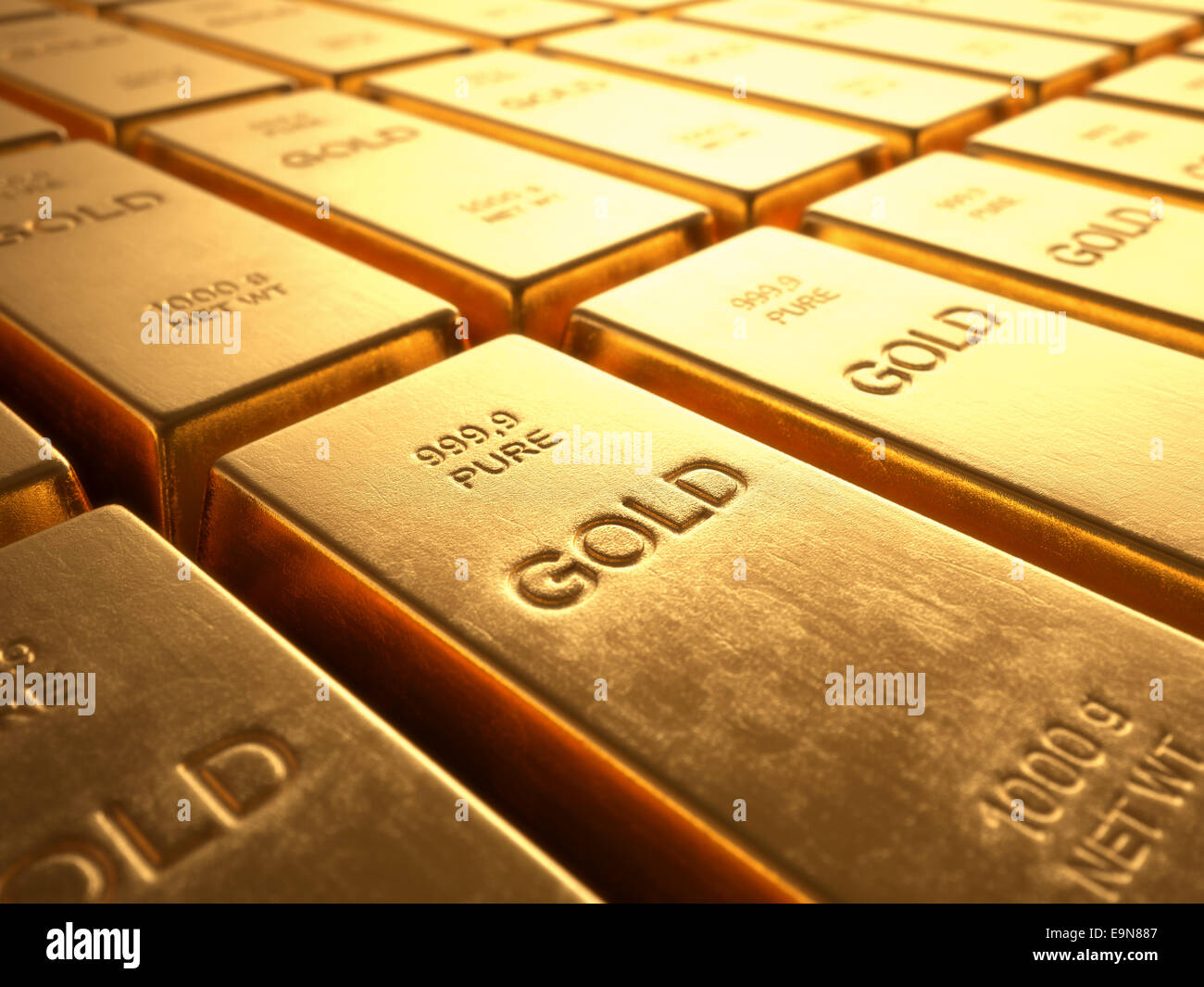 Gold Bars 1000 grams. Concept of wealth and reserve. Stock Photo