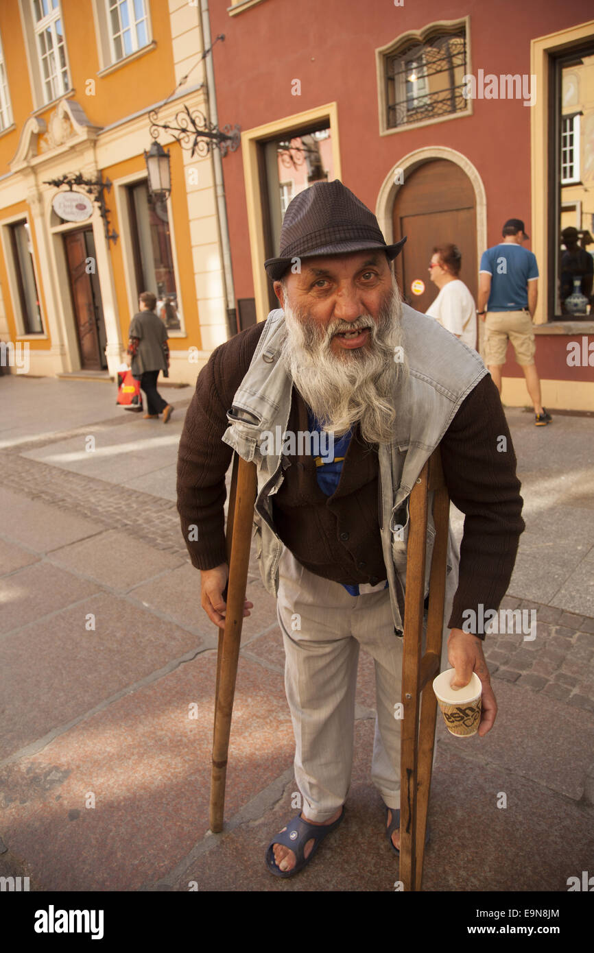 Beggar, Gdansk, Poland Stock Photo