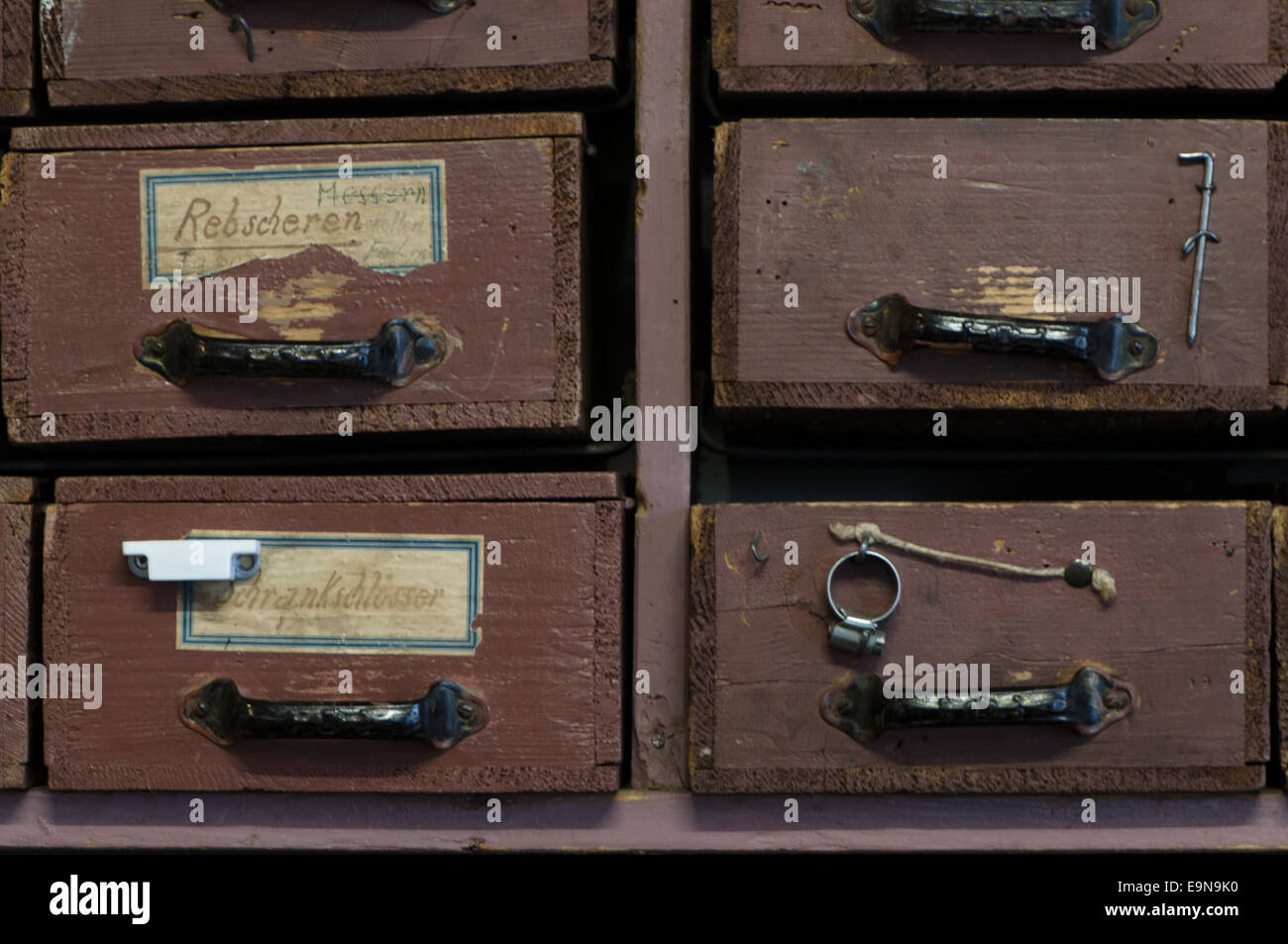 Drawer shelf in a hardware store Stock Photo Alamy