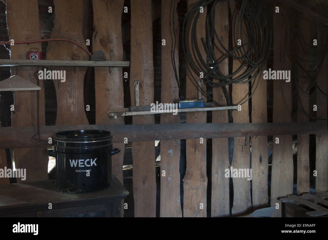 Canning kettle in an attic Stock Photo Alamy