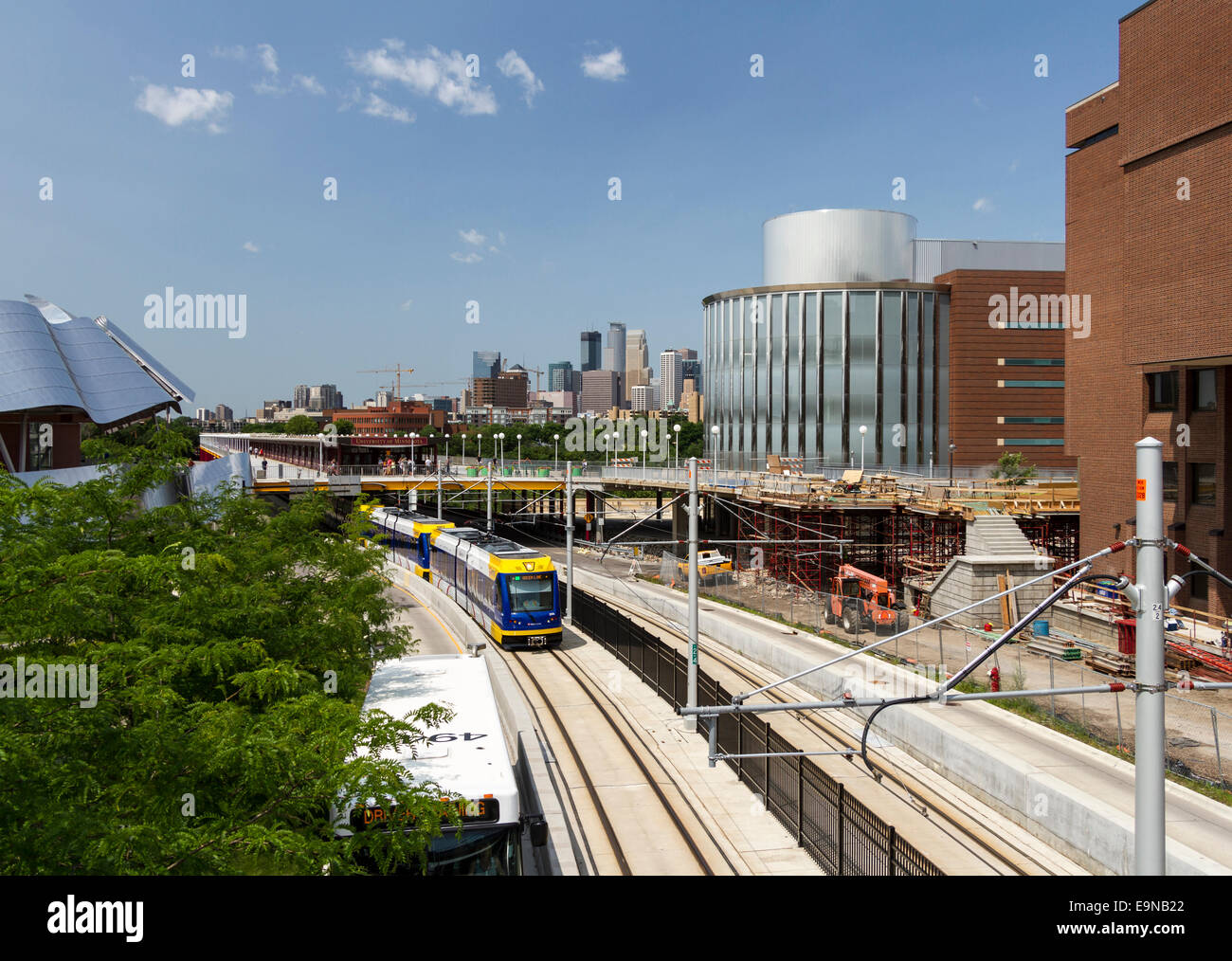 Light rail metro line through University of Minnesota, Minneapolis, USA