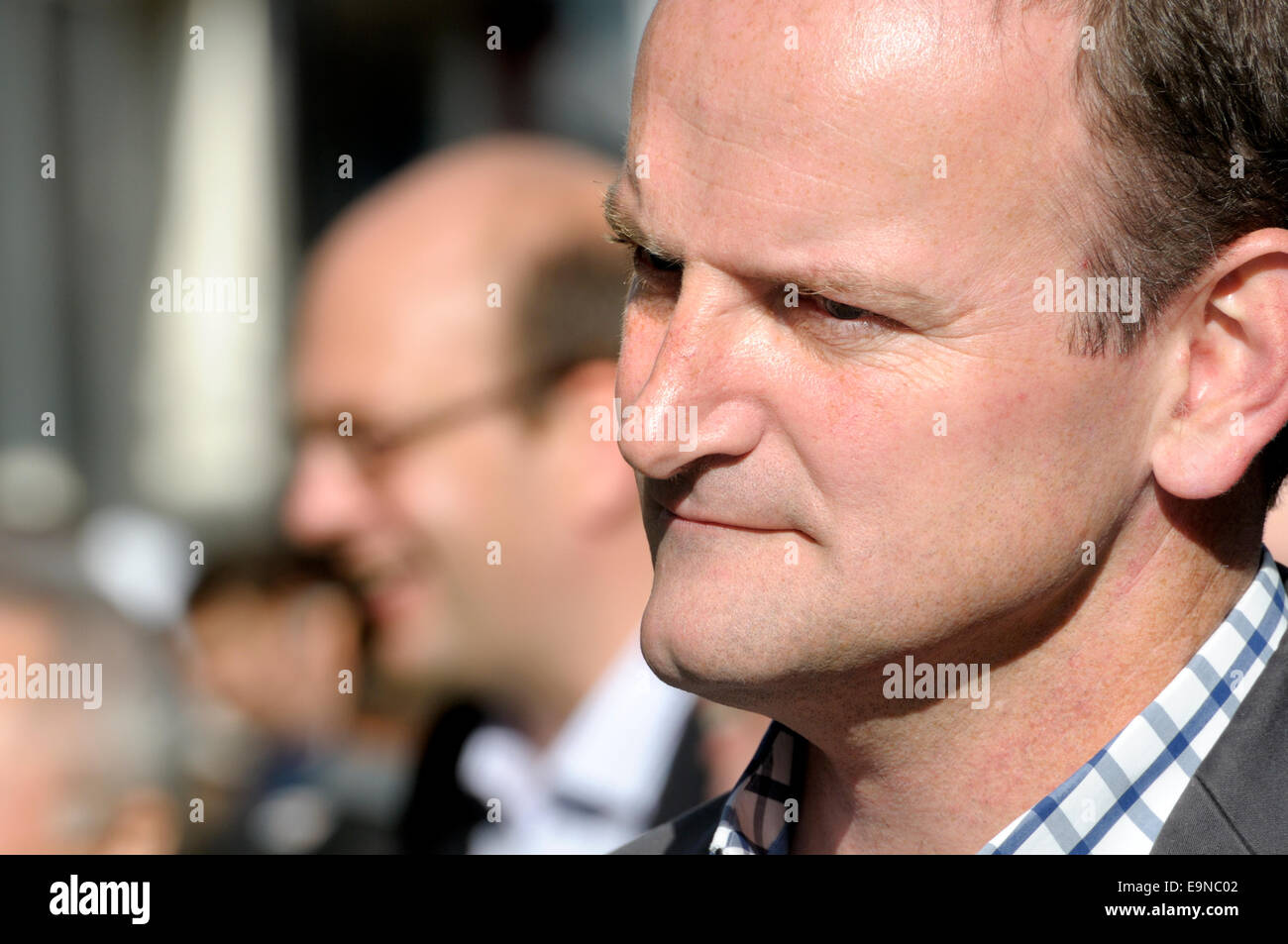 Douglas Carswell MP (UKIP: Clacton-on-Sea) in Rochester to support Mark Reckless (behind) Stock Photo